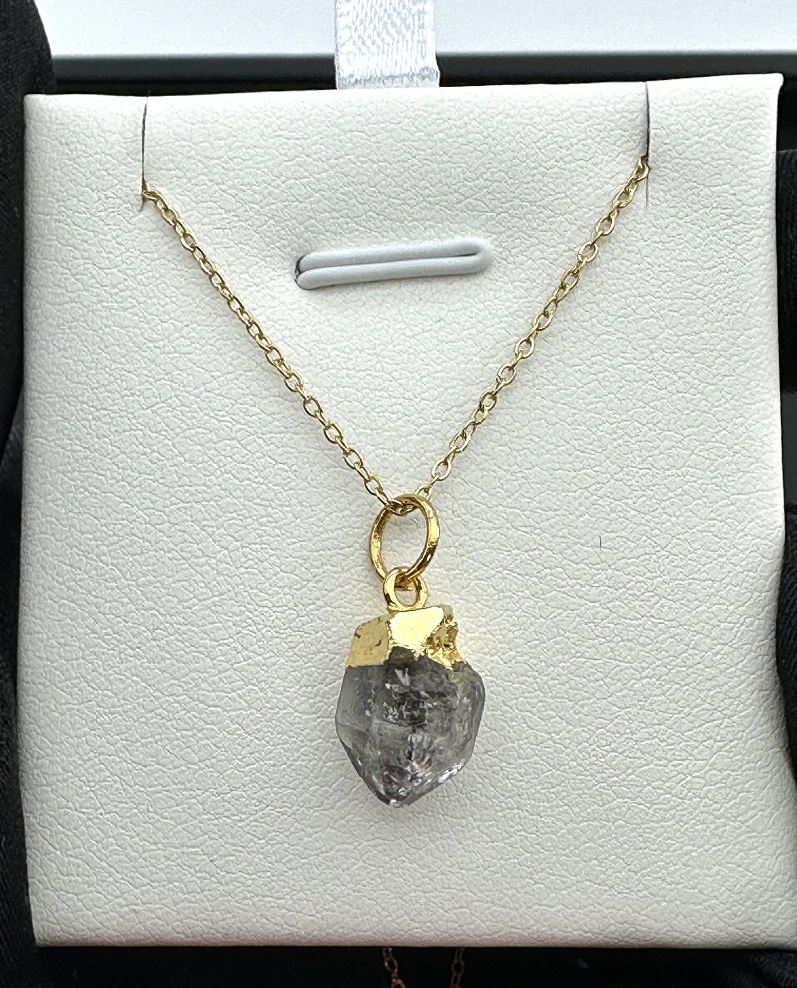 Necklace 925 Silver-Tone, Gold-Plated Herkimer Diamond Natural Gemstone