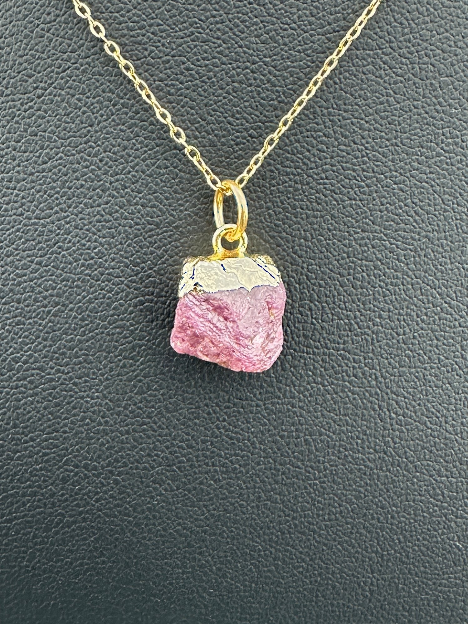 Ruby Necklace 925 Silver-Tone, Gold-Plated, Natural Raw Ruby Gemstone (1 of 4)