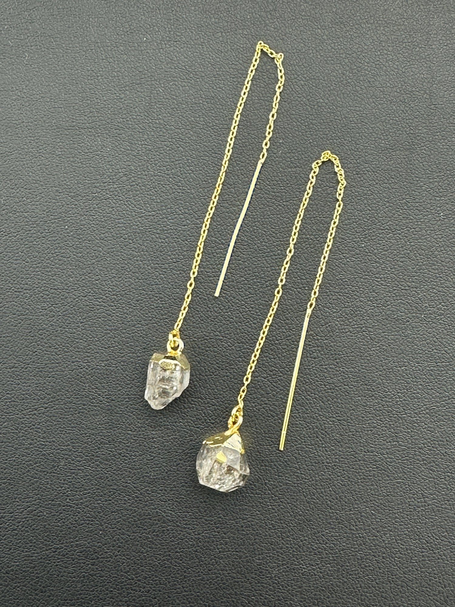 Earrings 925 Silver-Tone, Gold-Plated, Natural Herkimer Diamond Gemstone