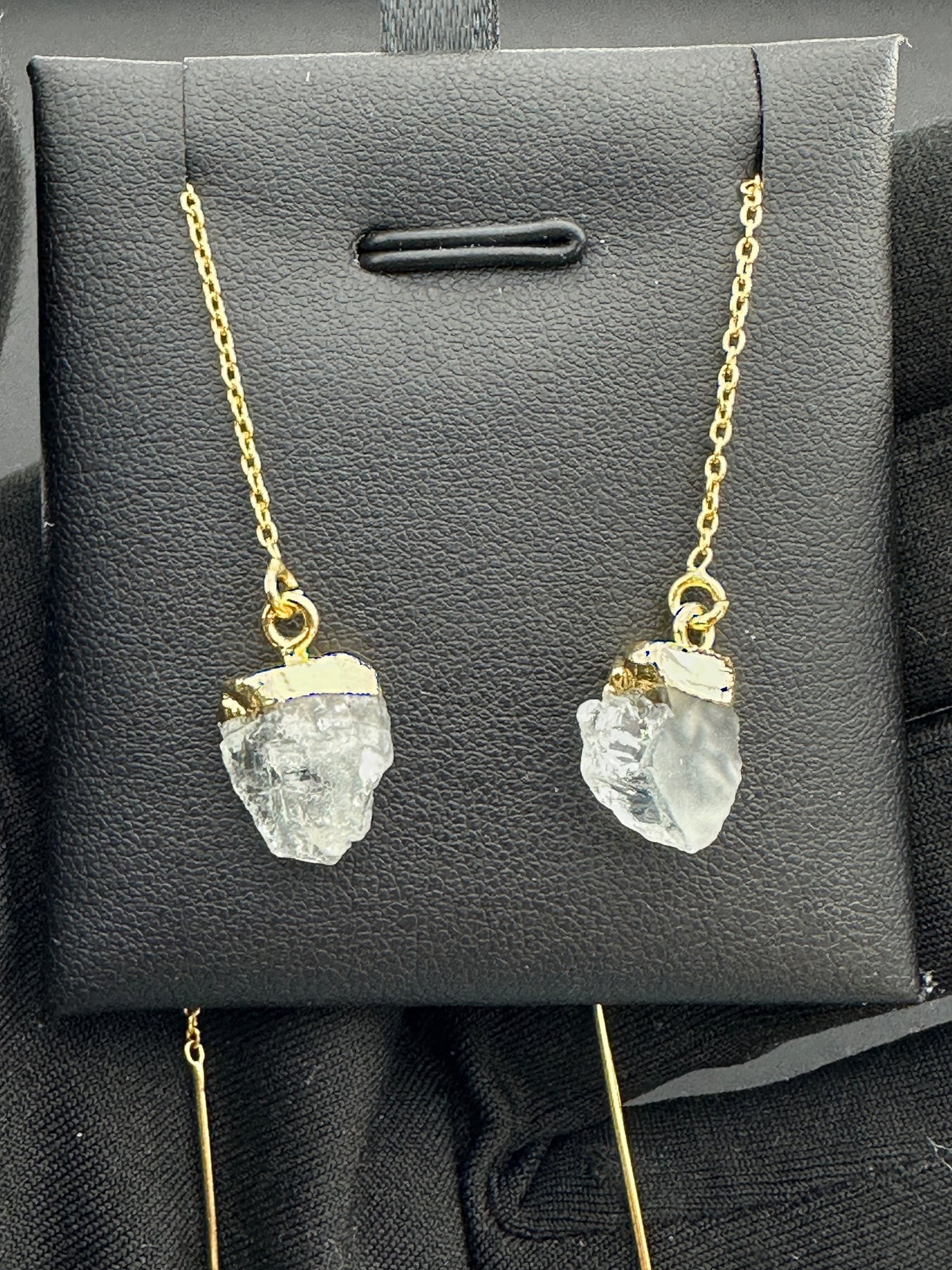 Earrings 925 Silver-Tone, Gold-Plated Natural Raw Aquamarine Gemstone