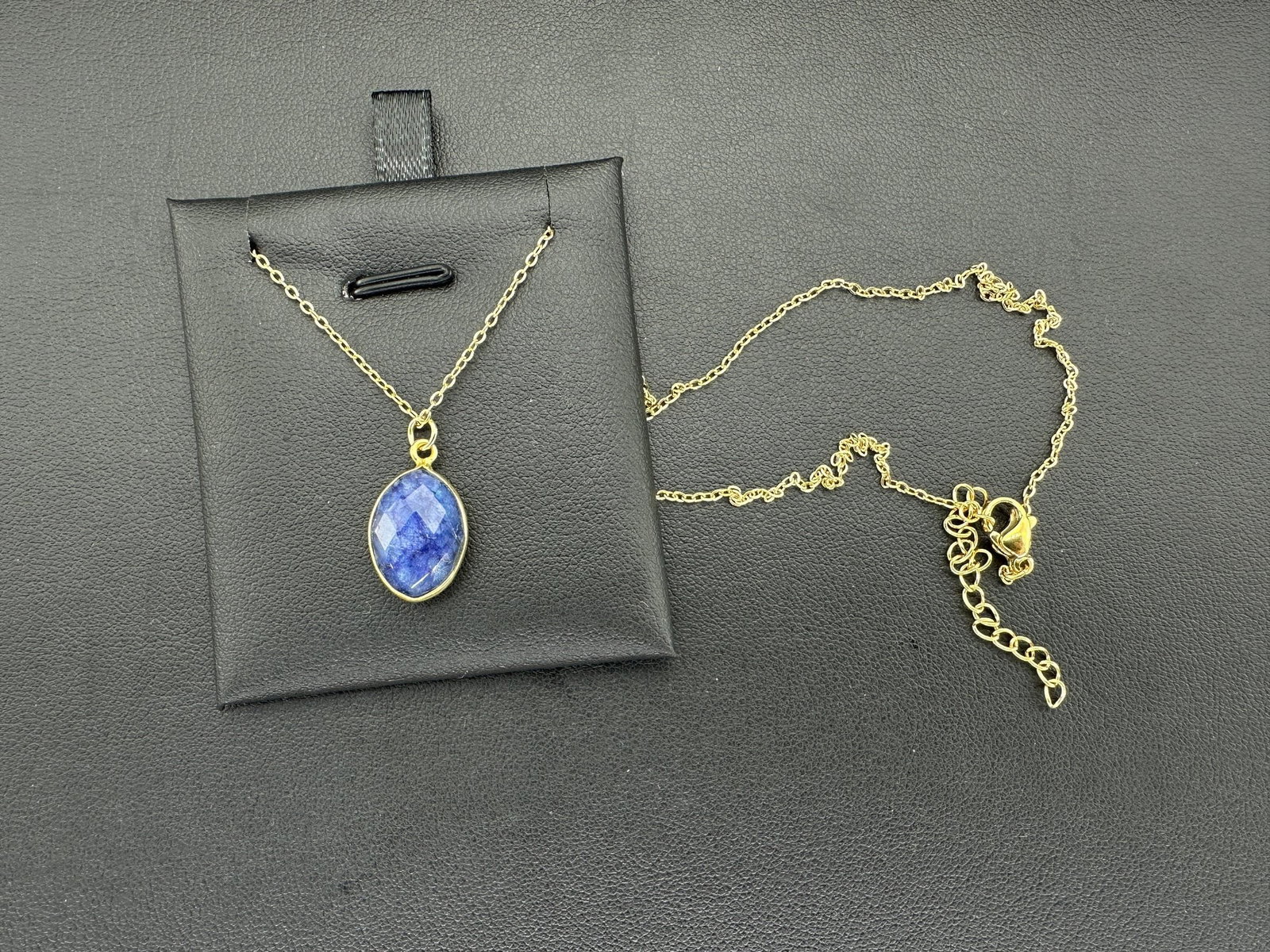 Necklace 925 Silver-Tone, Gold-Plated Natural Blue Sapphire Gemstone