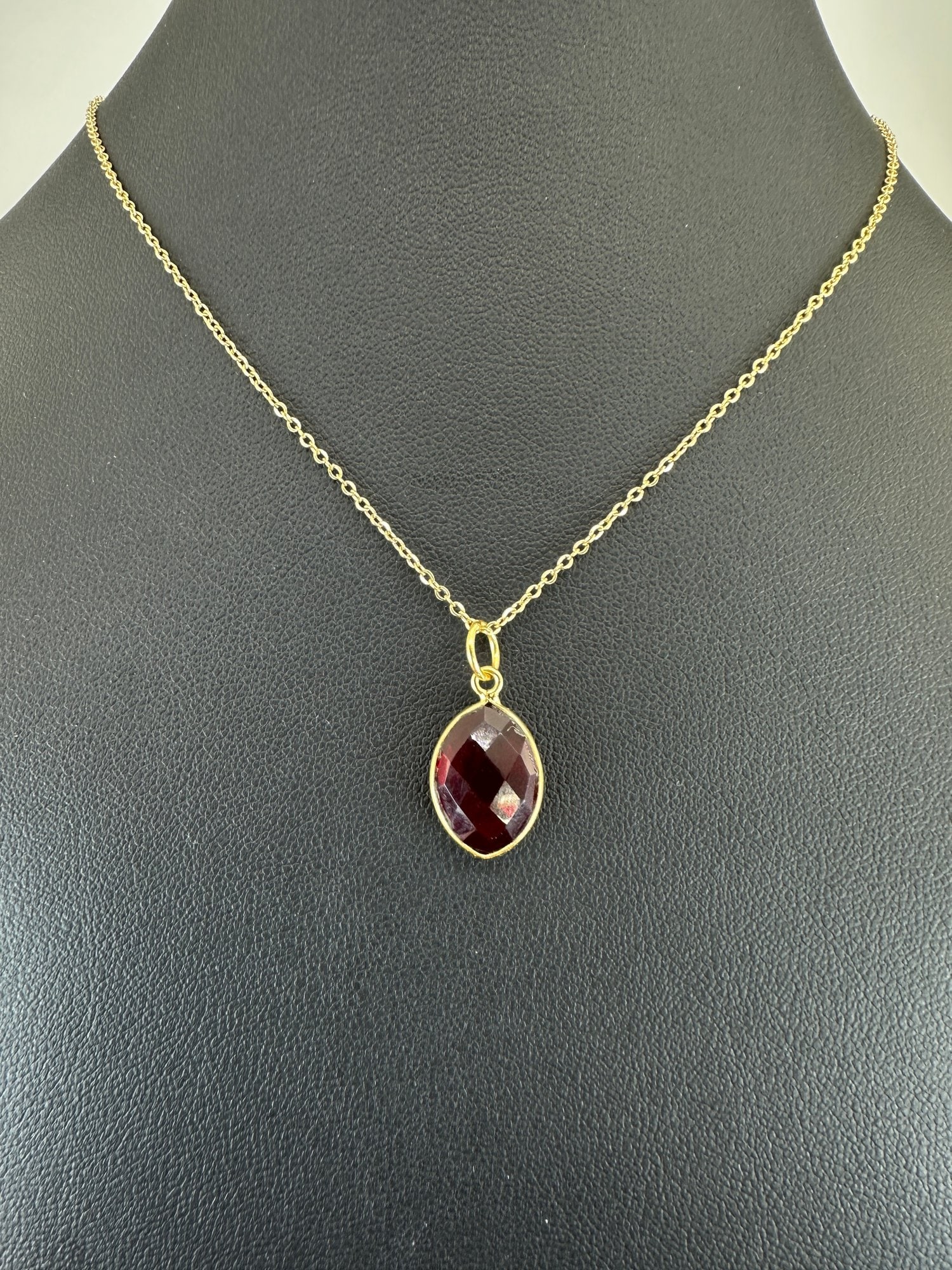 Garnet Necklace 925 Silver-Tone, Gold-Plated Natural Garnet Gemstone