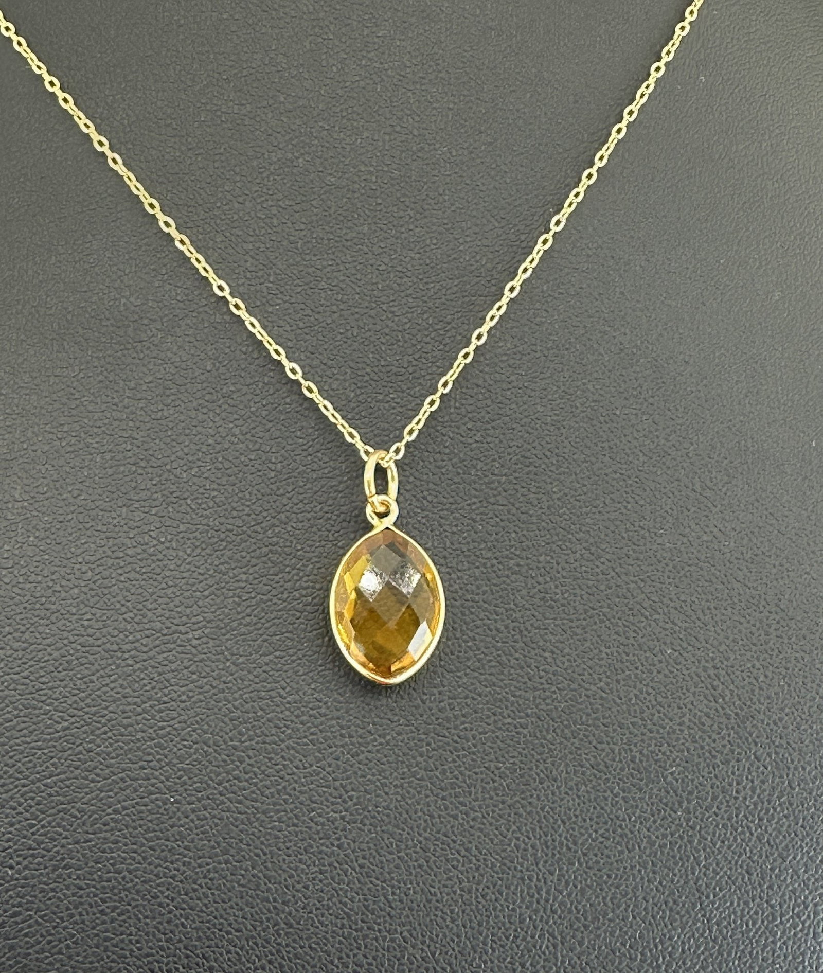 Necklace 925 Silver-Tone, Gold-Plated Natural Citrine Gemstone