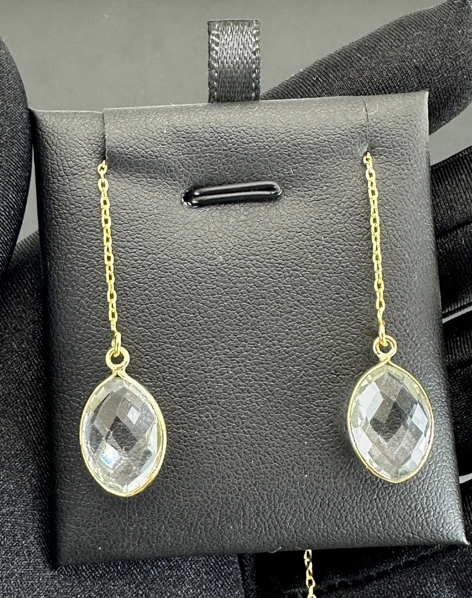 Clear Quartz Earrings 925 Silver-Tone, Gold-Plated Natural Gemstone