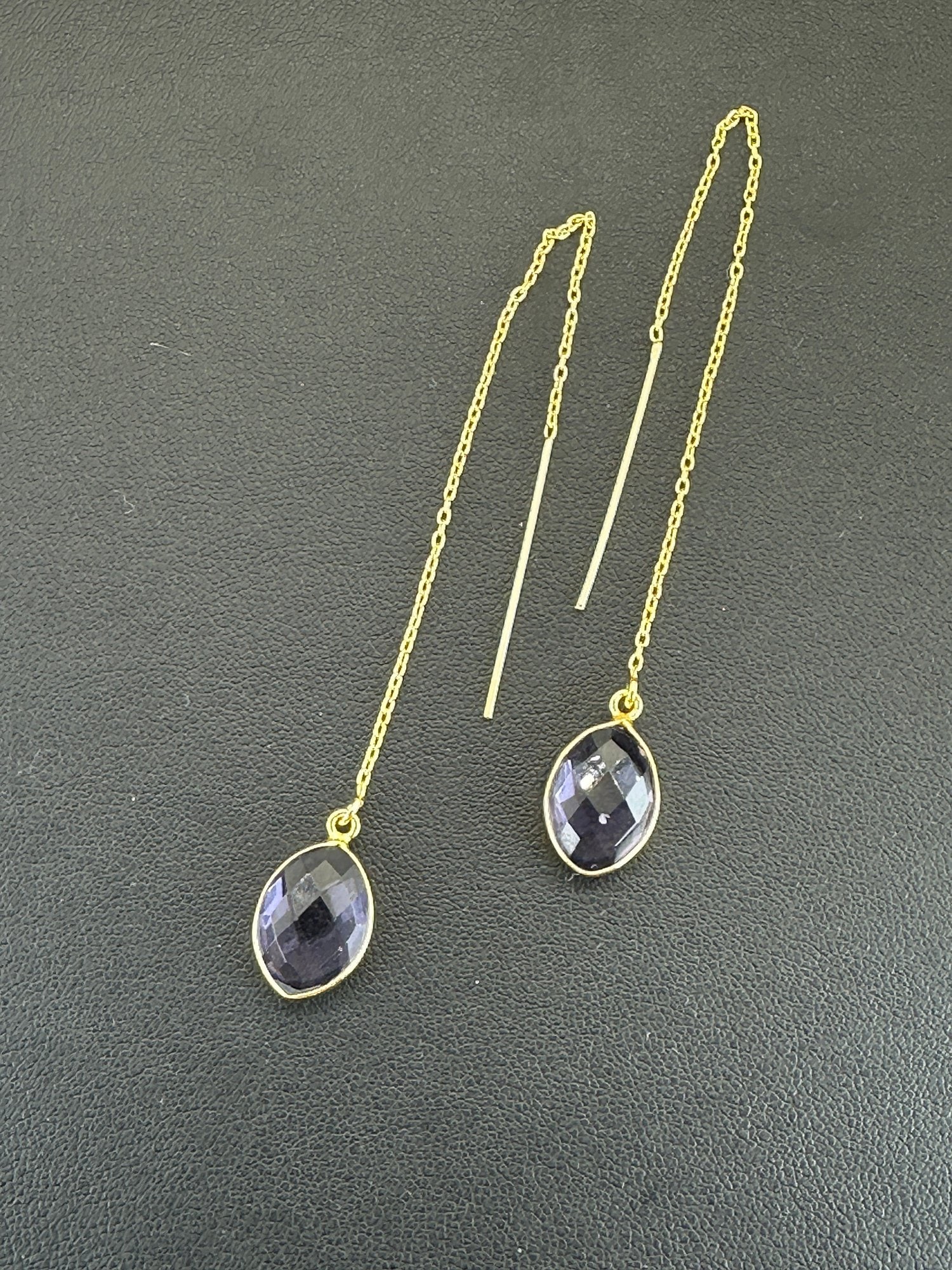 Earrings 925 Silver-Tone, Gold-Plated Natural Amethyst Gemstone