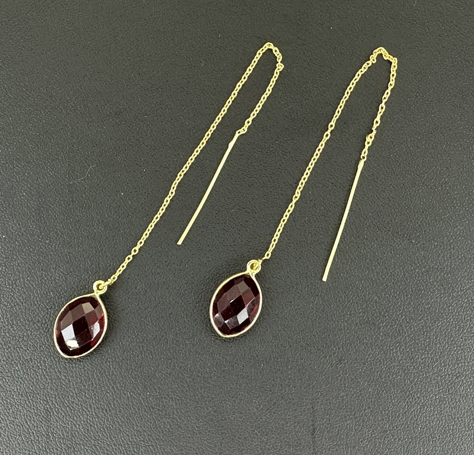 Garnet Earrings 925 Silver-Tone, Gold-Plated Natural Gemstone