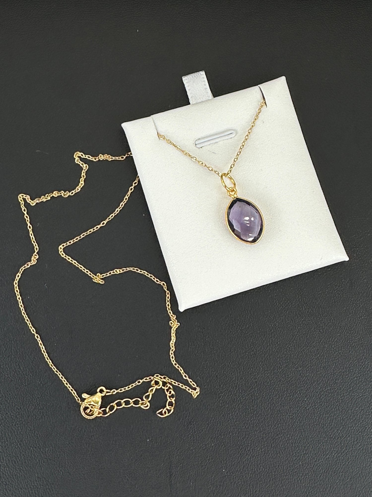 Necklace 925 Silver-Tone, Gold-Plated Natural Amethyst Gemstone