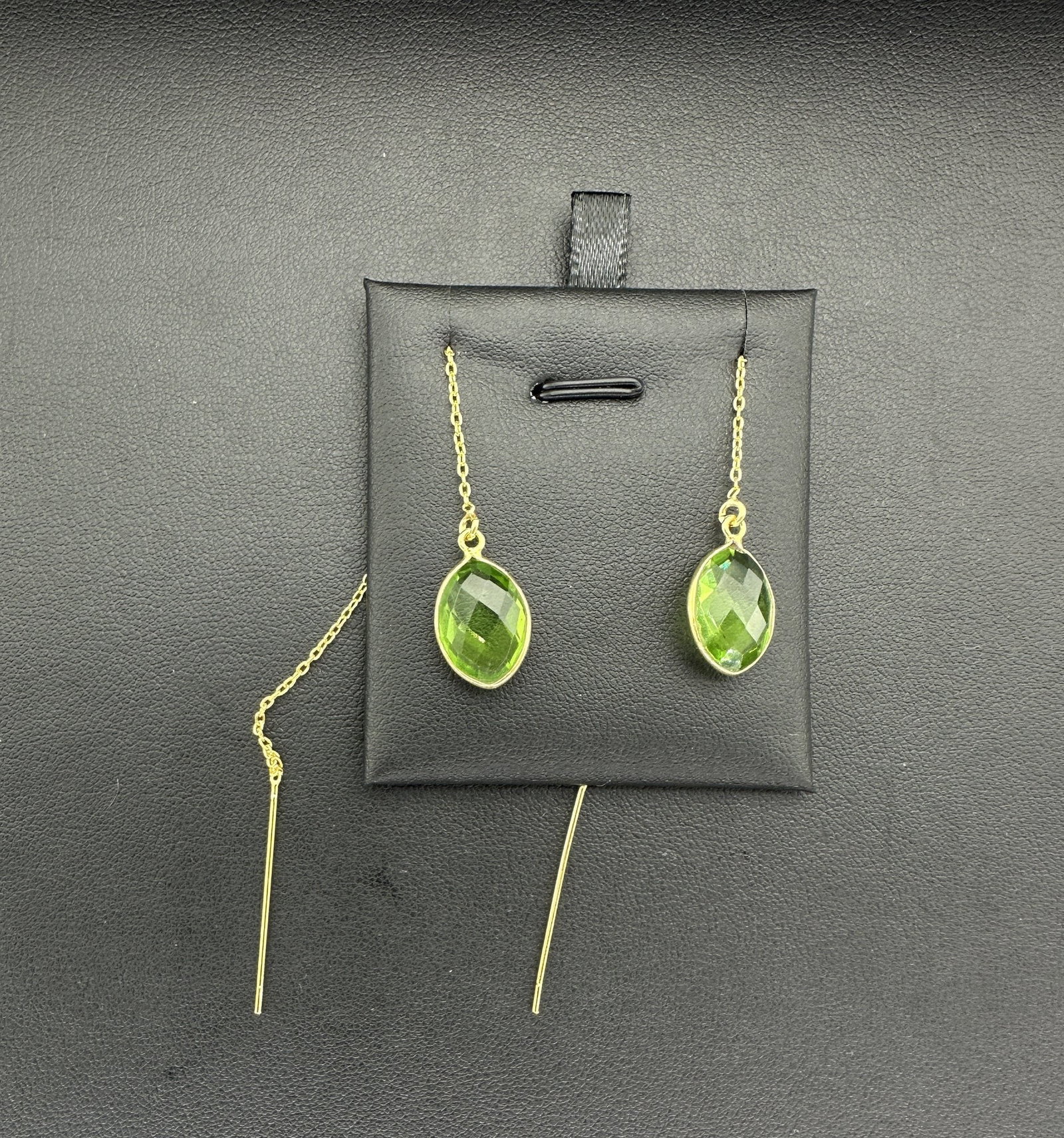 Earrings 925 Silver-Tone, Gold-Plated Natural Peridot Gemstone
