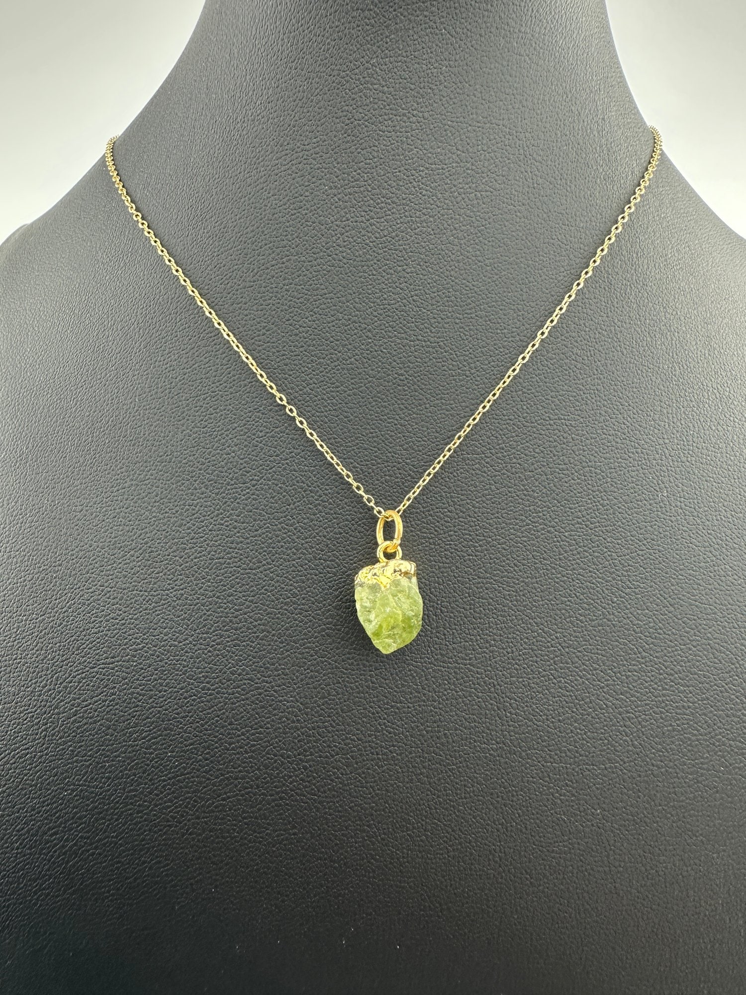 Necklace 925 Silver-Tone, Gold-Plated, Natural Raw Peridot Gemstone
