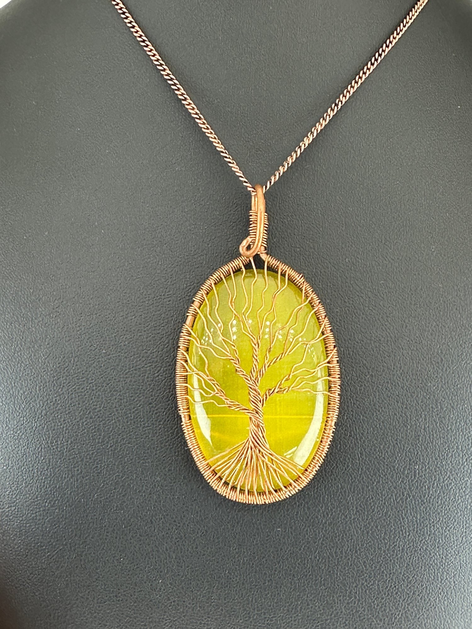 Necklace Yellow Cat Eye 925 Sterling Silver Plated Handmade Gemstone