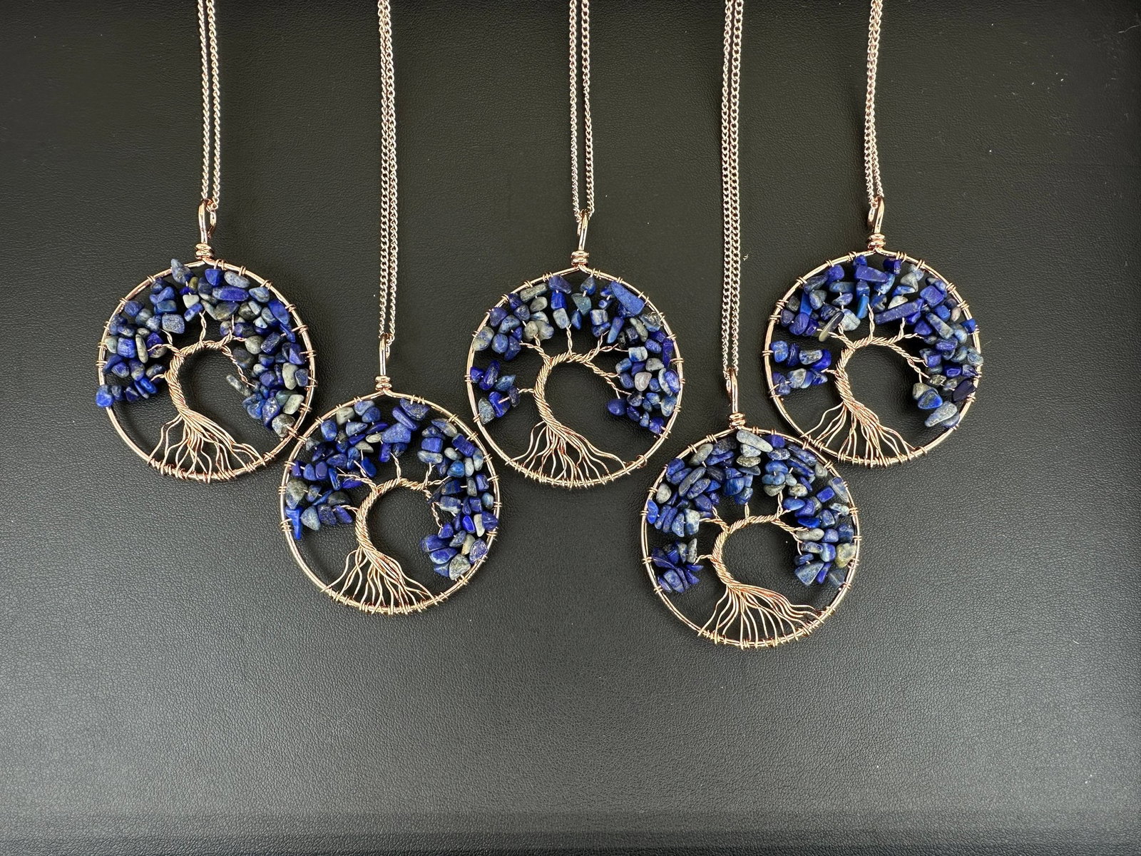 Lapis Lazuli Tree Of Life Copper Wiring Necklace With Chain Mix Lot