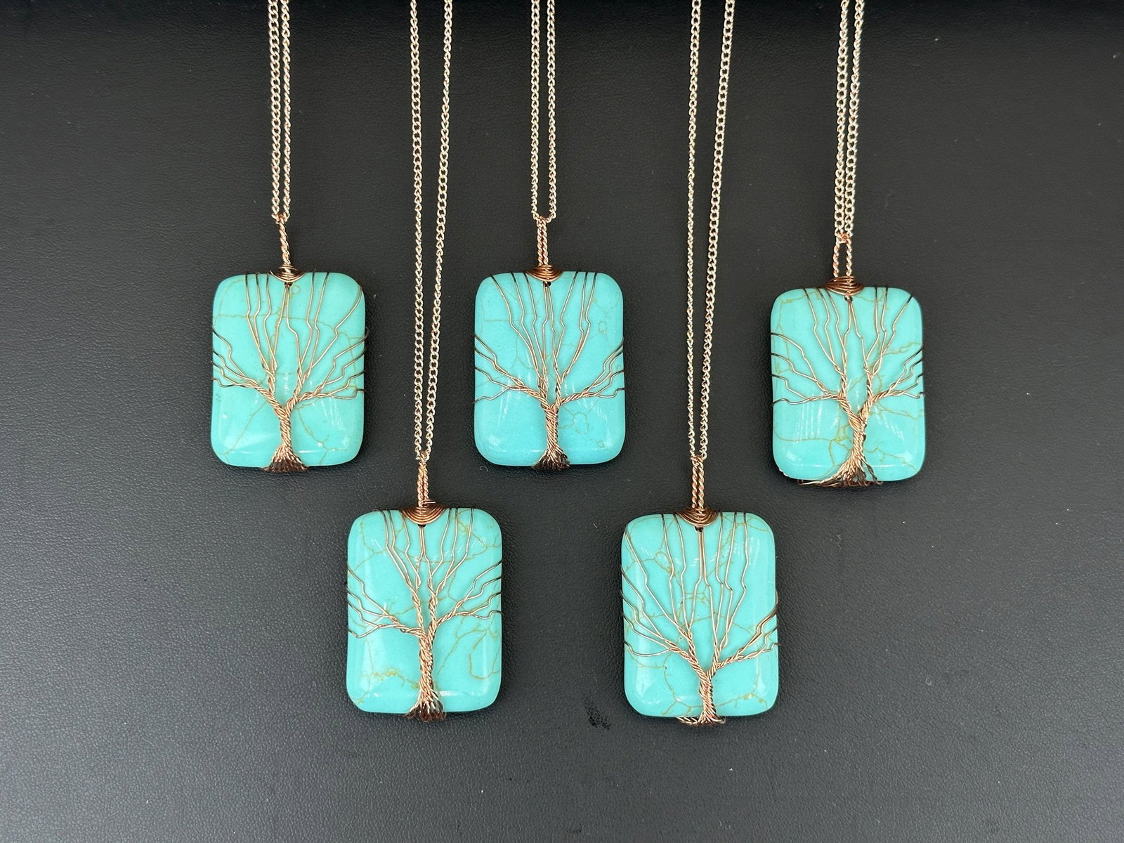 Copper Turquoise Tree Of Life Necklace Lot