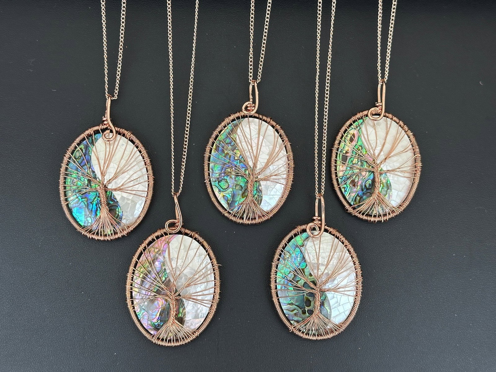 Natural Abalone Shell Tree Of Life Necklace Lot