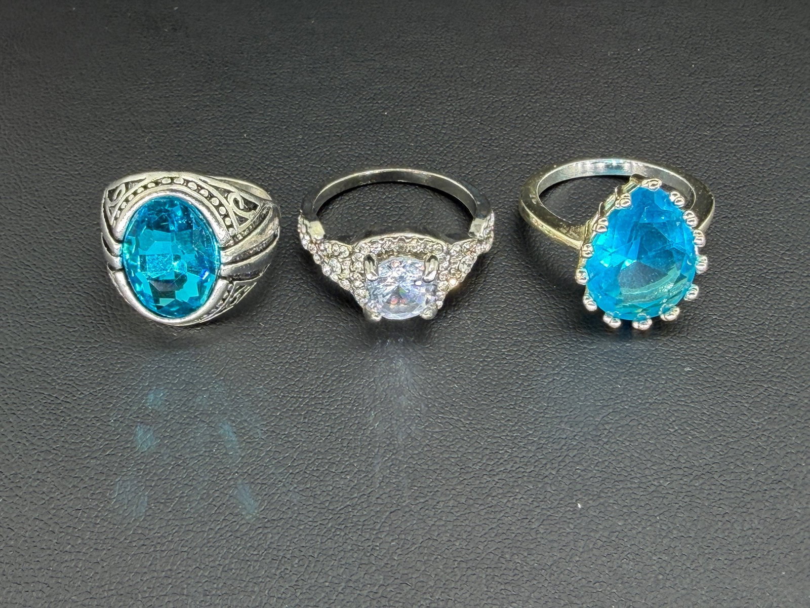 Vintage Blue Zirconia Rings Mixed Lot