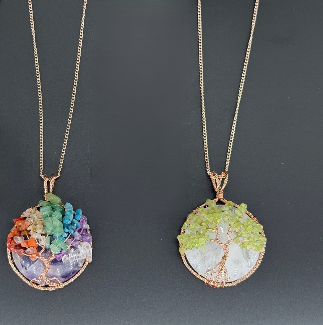 Brand New Mix Gemstone Tree Of Life Necklace Lot