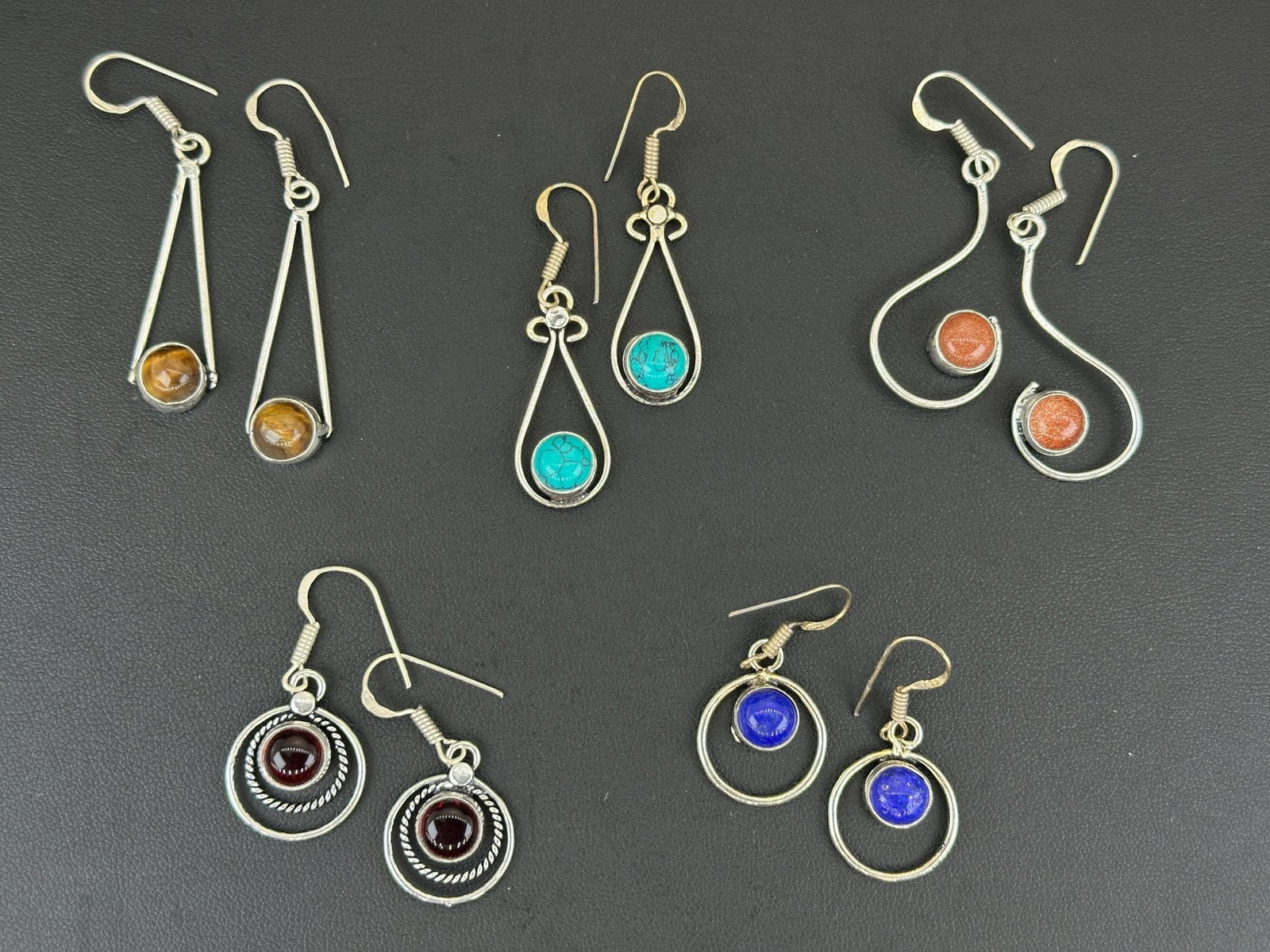 Earrings Silver Plated Handmade Gemstone