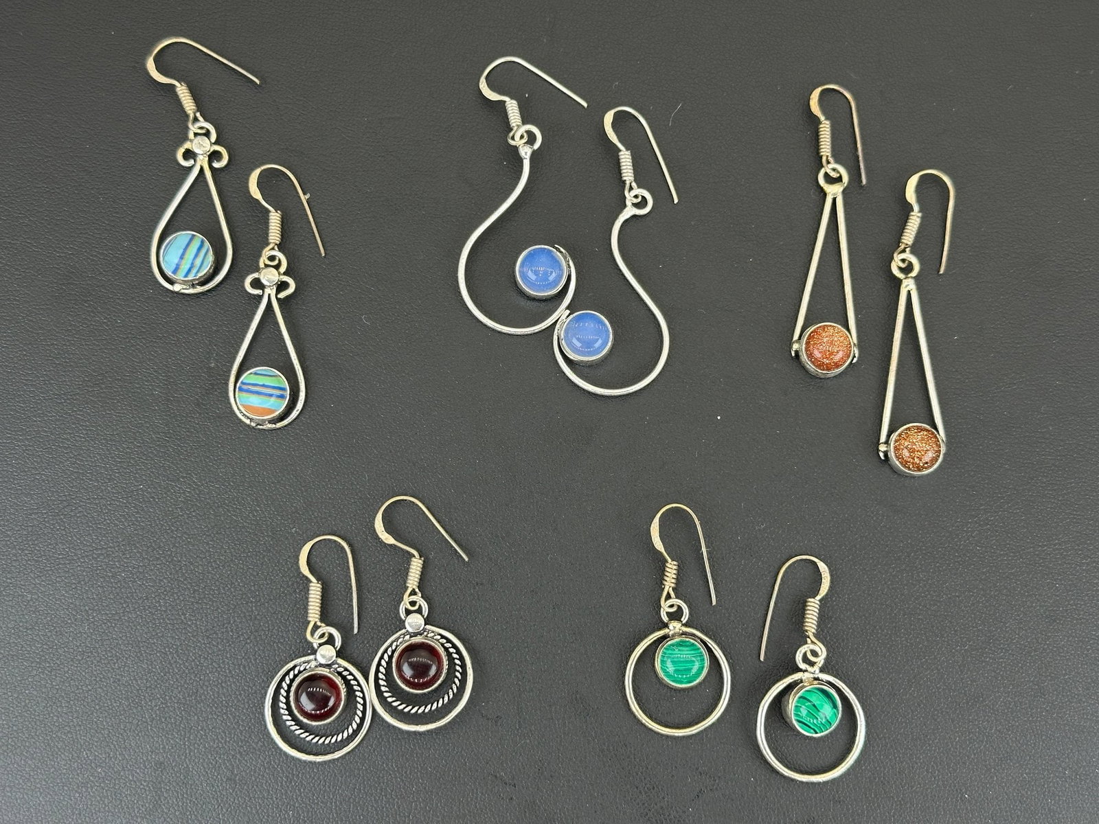 Earrings Silver Plated Handmade Gemstone