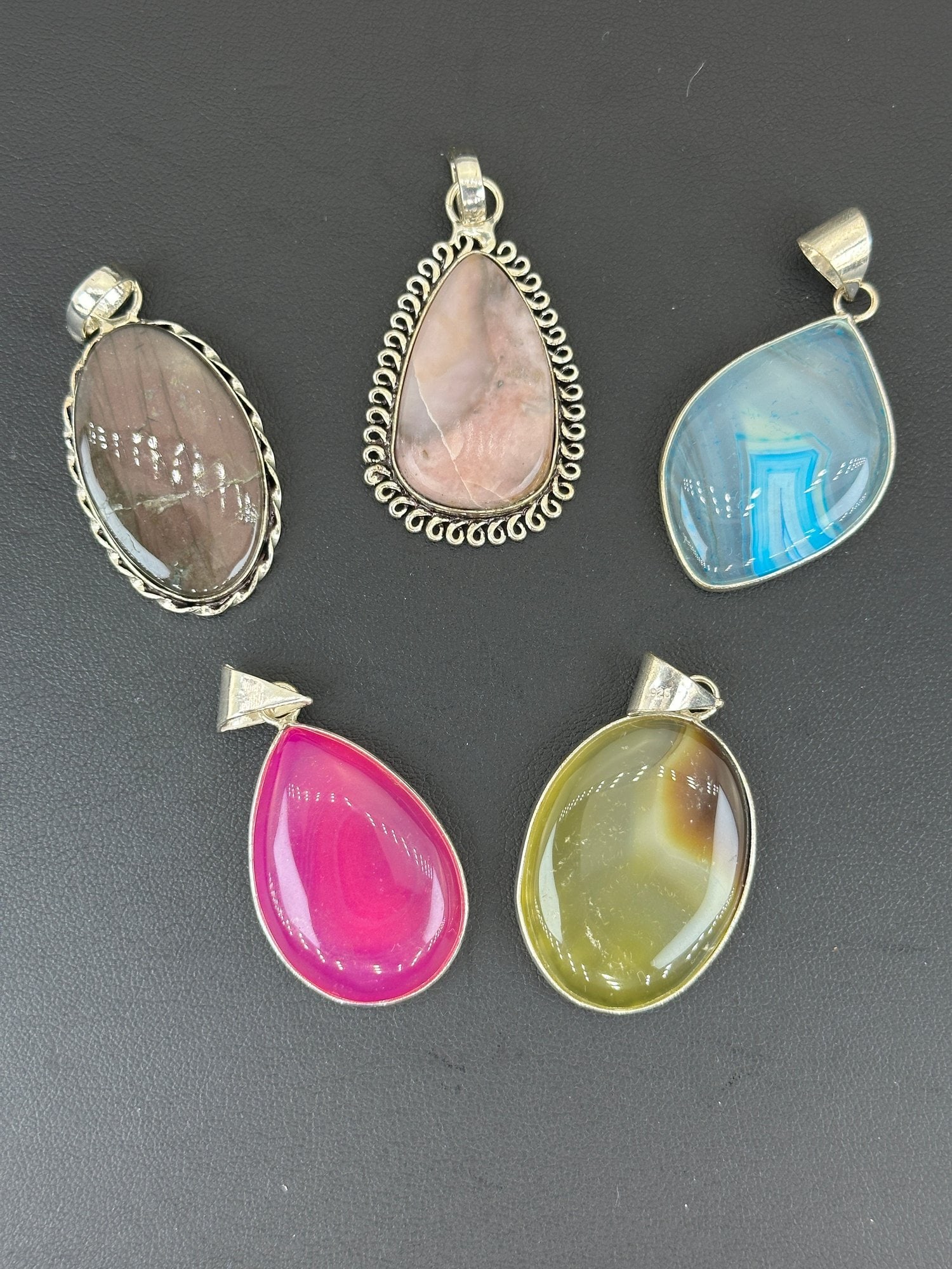 Mix Pendant Silver Plated Handmade Gemstone