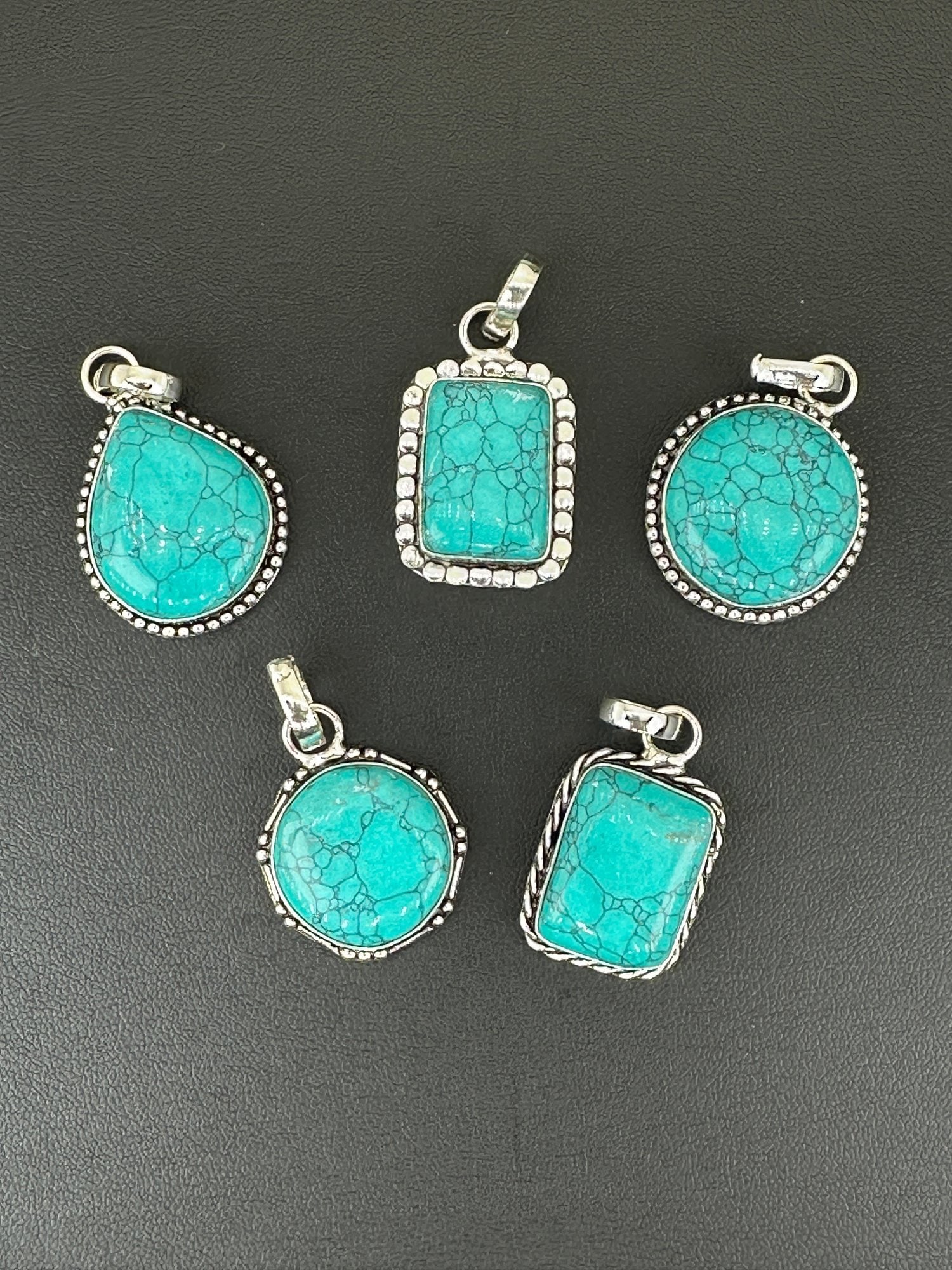 Turquoise Pendant Silver Plated Handmade Gemstone