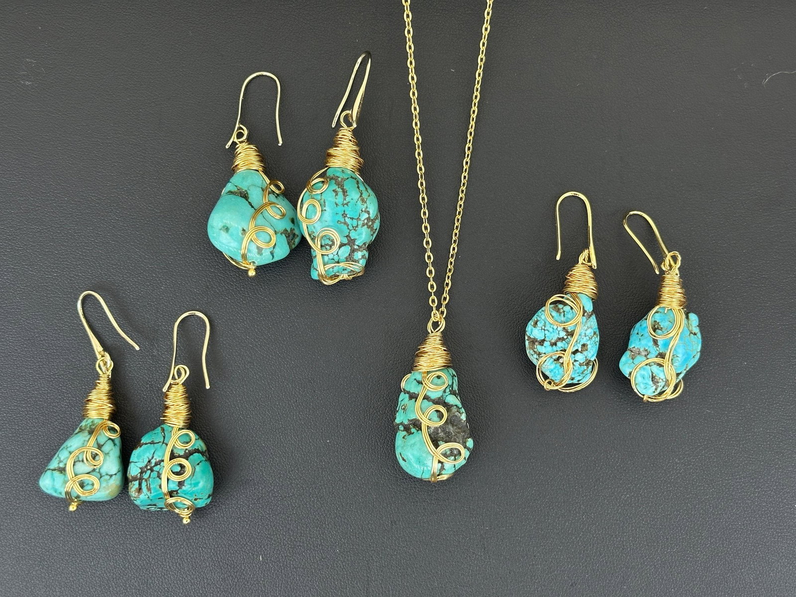 Turquoise Necklace And Earring Set Lot