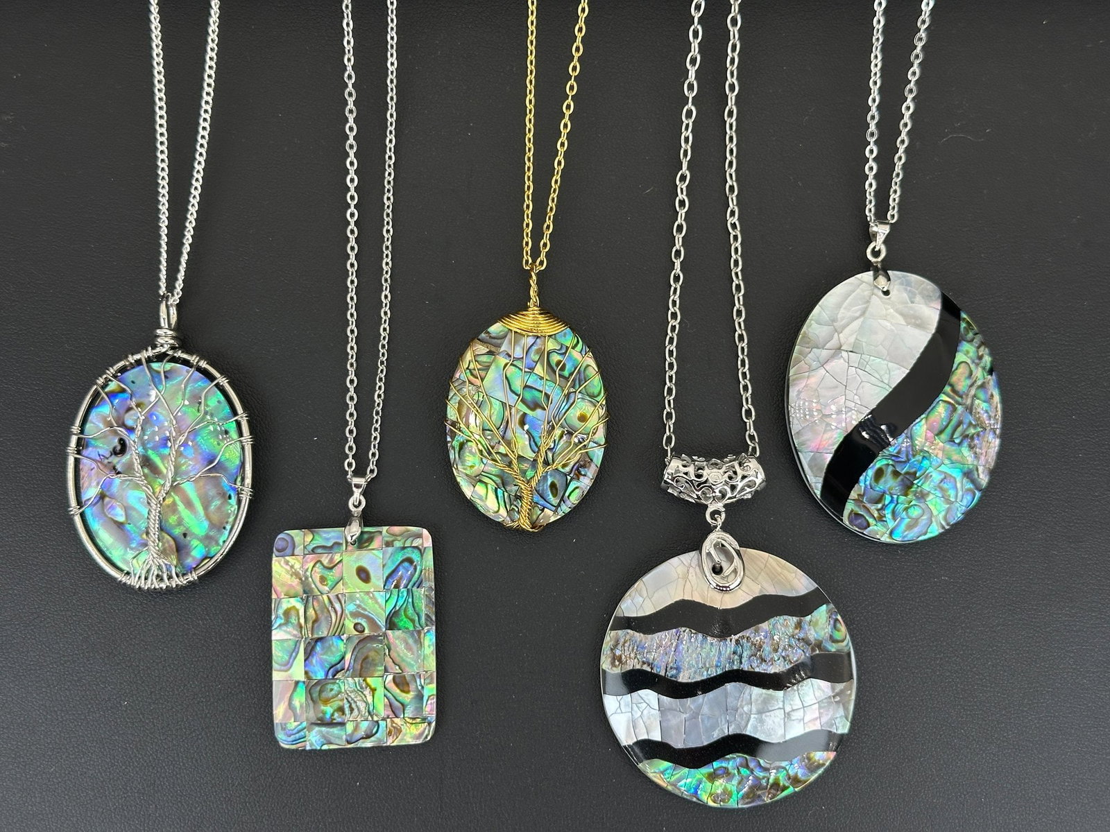 Natural Abalone Shell Tree Of Life Necklace Lot (1 of 3)