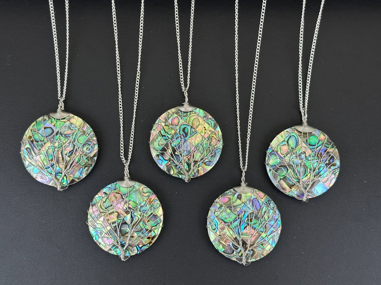 Natural Abalone Shell Tree Of Life Necklace Lot