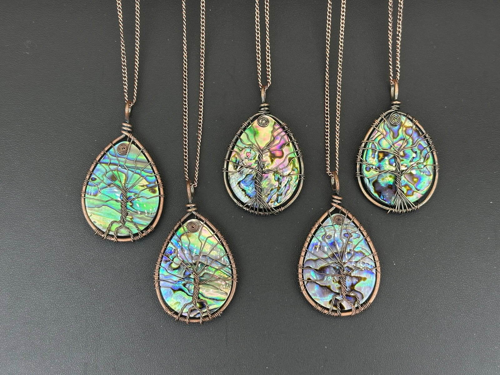Natural Abalone Shell Tree Of Life Necklace Lot