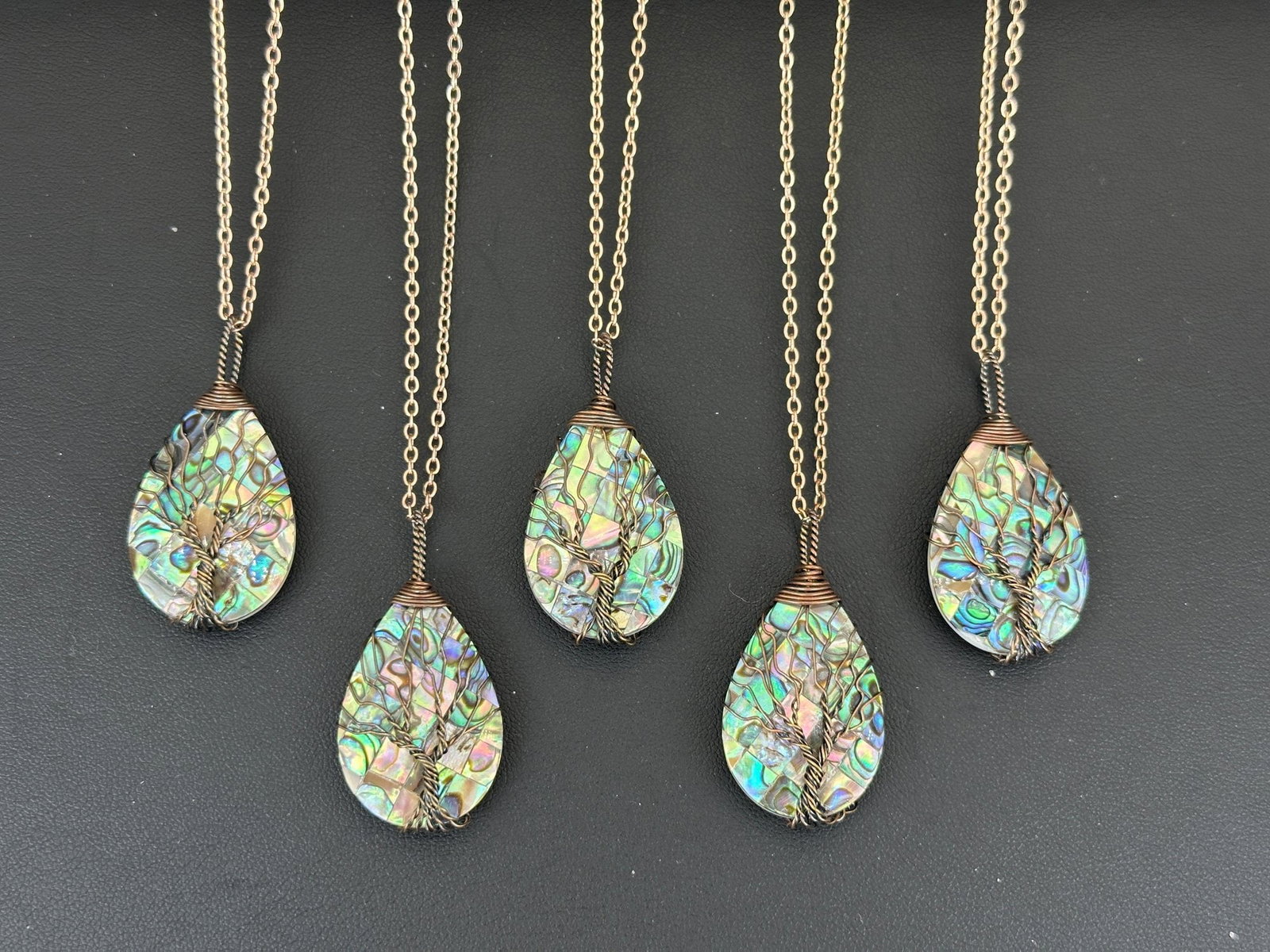 Natural Abalone Shell Tree Of Life Necklace Lot