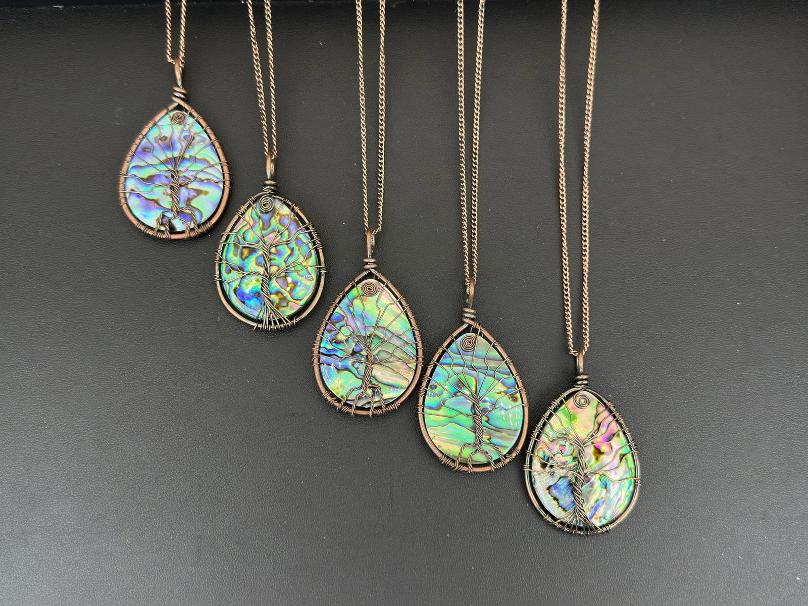 Natural Abalone Shell Tree Of Life Necklace Lot