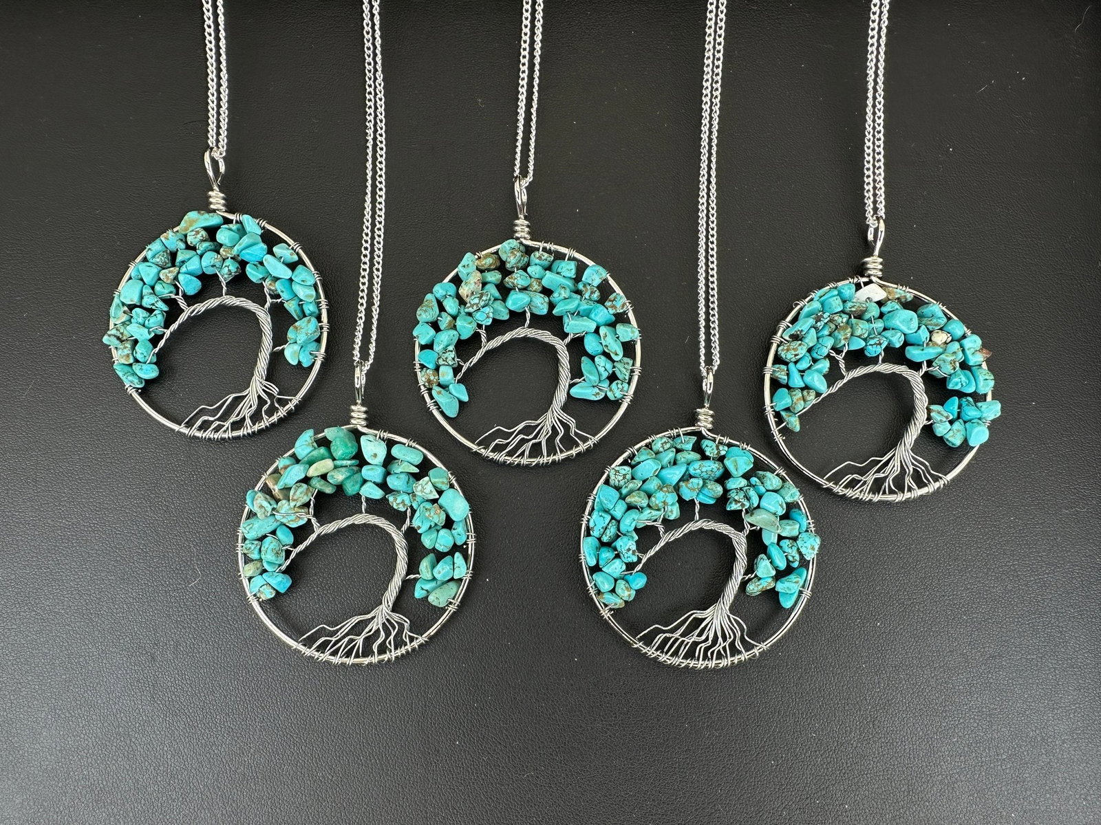 Turquoise Tree Of Life Necklace Lot