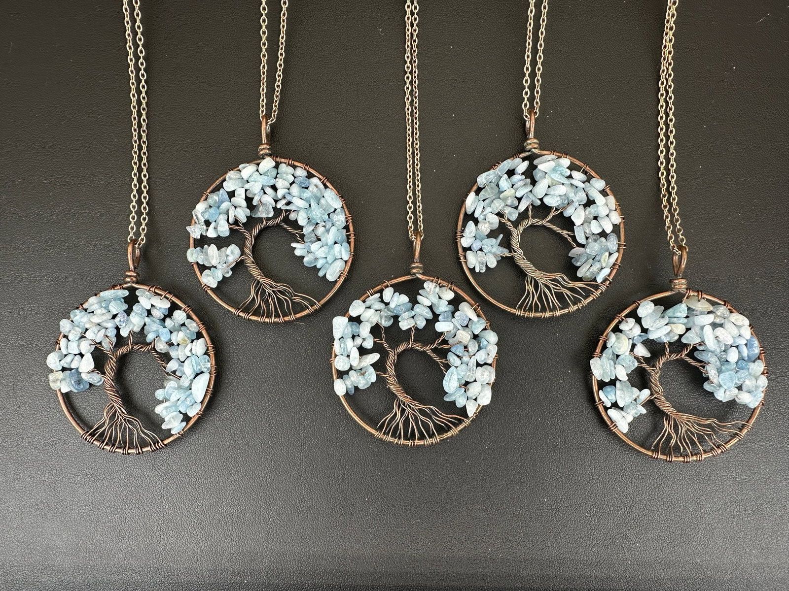 Aquamarine Tree Of Life Necklace Lot