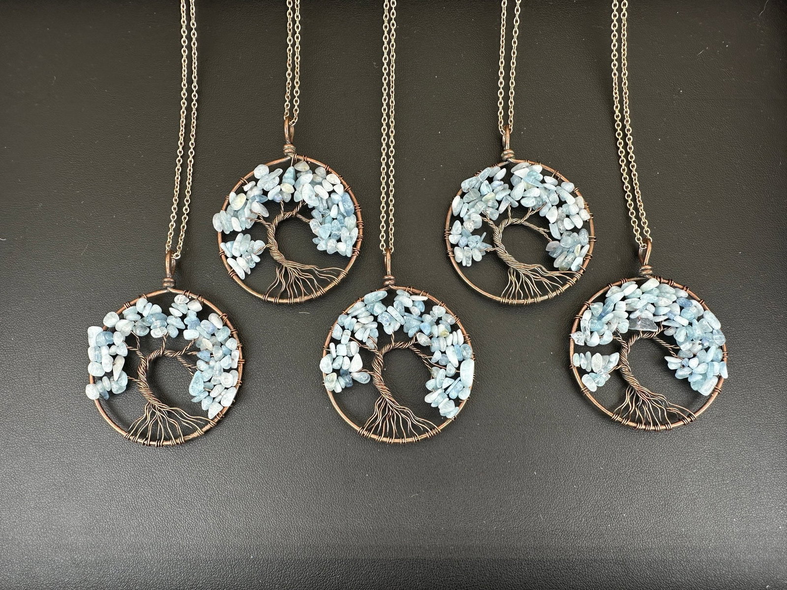 Aquamarine Tree Of Life Necklace Lot