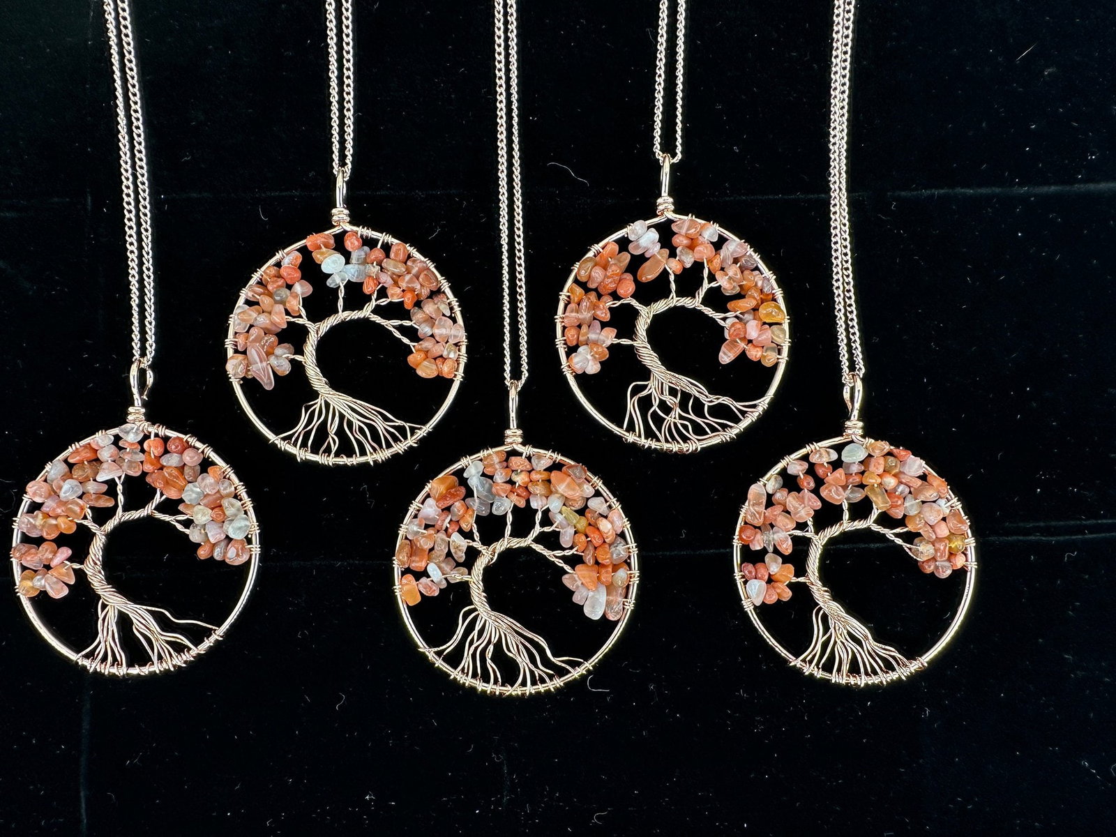 Antique Copper Red Agat Tree Of Life Necklace Lot