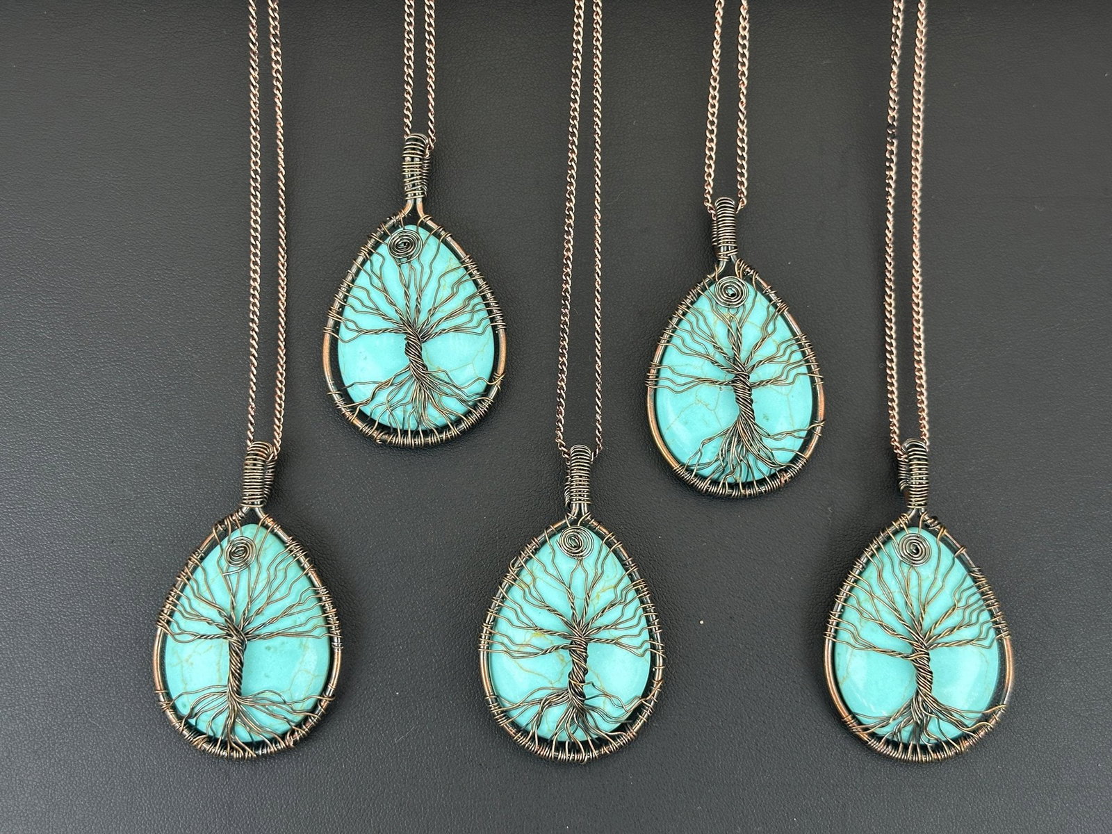 Turquoise Tree Of Life Necklace Lot