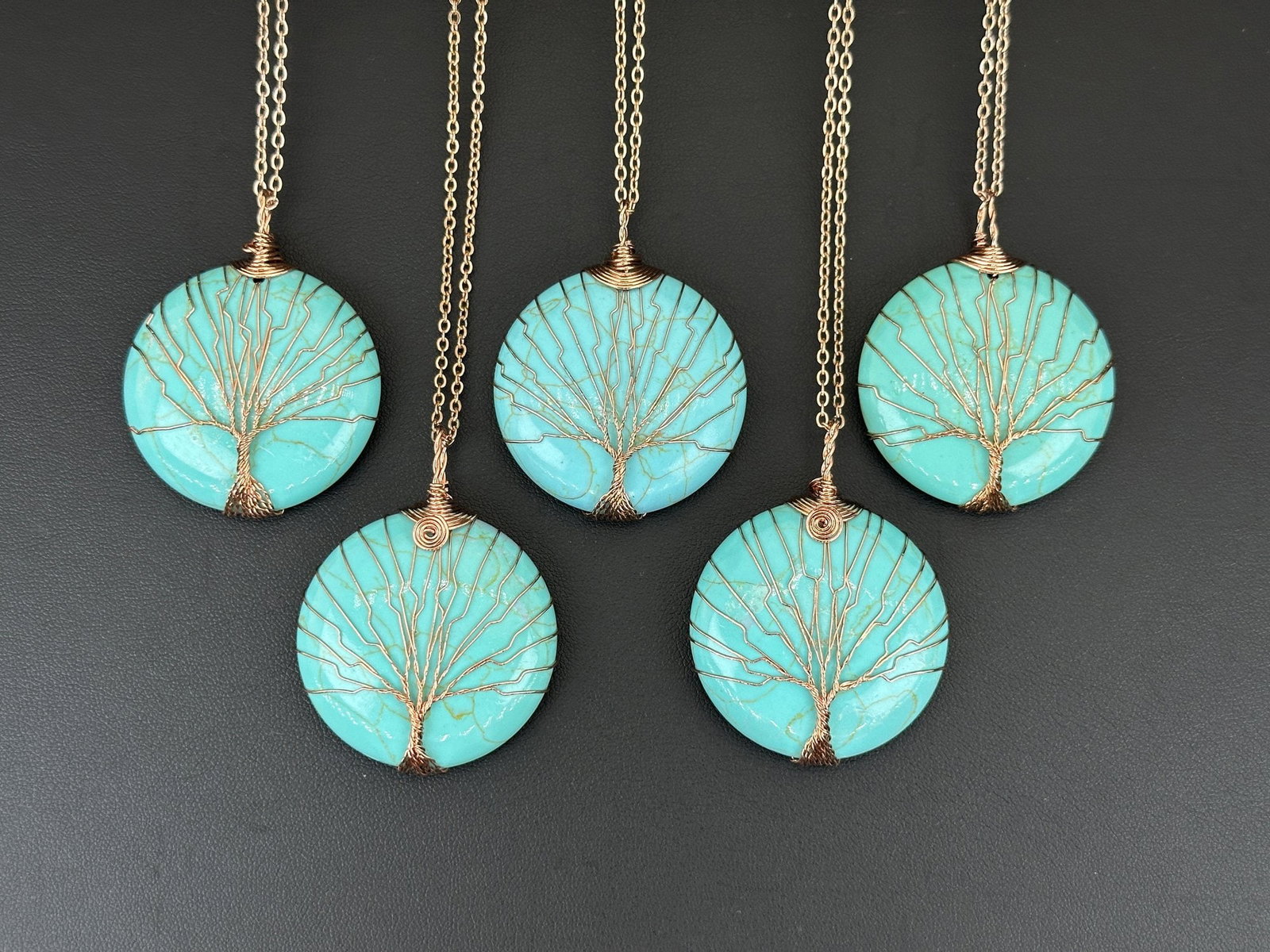 Turquoise Tree Of Life Necklace Lot