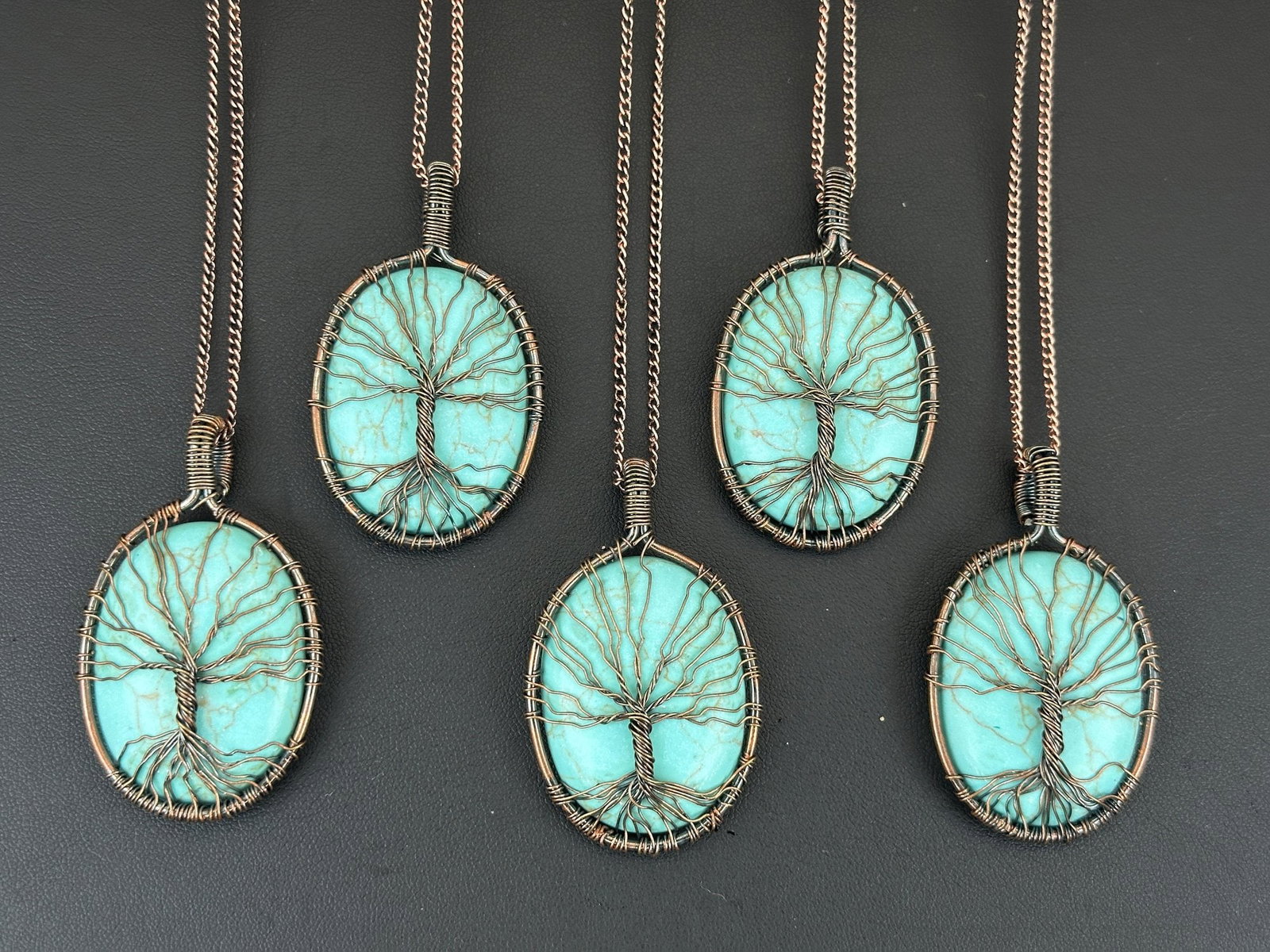 Turquoise Tree Of Life Necklace Lot