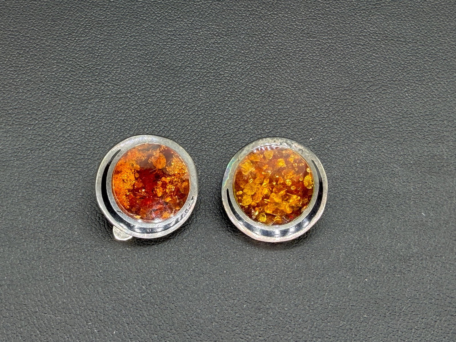 Pre-owned Vintage Natural Amber Sterling Silver Earrings (1 of 5)