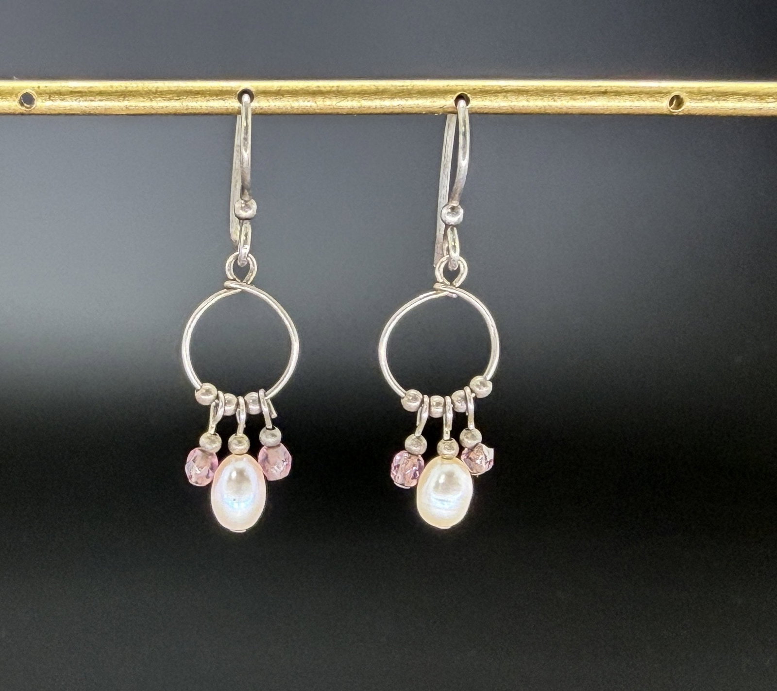 Pre-owned Artisan 925 Sterling Silver Dangle Earrings Natural Pearl: 1. Pre-owned-artisan 925 sterling silver dangle earrings natural pearlAll stamps hallmarks or markings are shown as received and are for reference purposes only. Verification is the sole responsibilit
