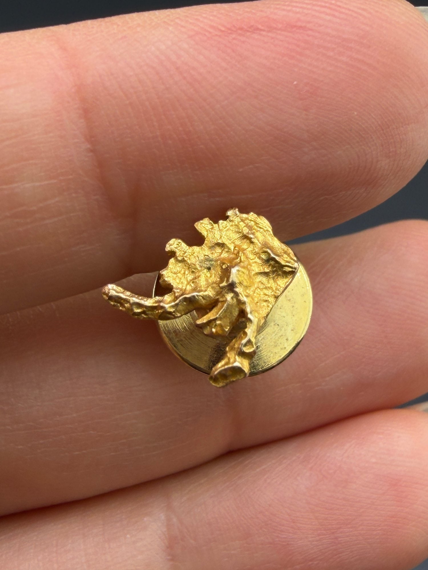 Pre-owned Vintage 10K Yellow Gold State Of Alaska Map Lapel Pin (1 of 5)