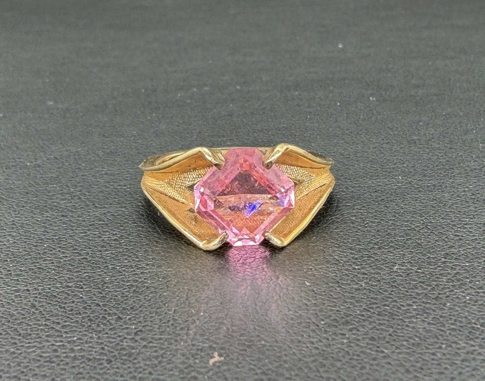 Pre-owned Vintage 10K Gold-Filled Pink Tourmaline Ring: 1. Pre-owned- Vintage 10K Gold-Filled Pink Tourmaline Ring2. All stamps hallmarks or markings are shown as received and are for reference purposes only. Verification is the sole responsibility of the 