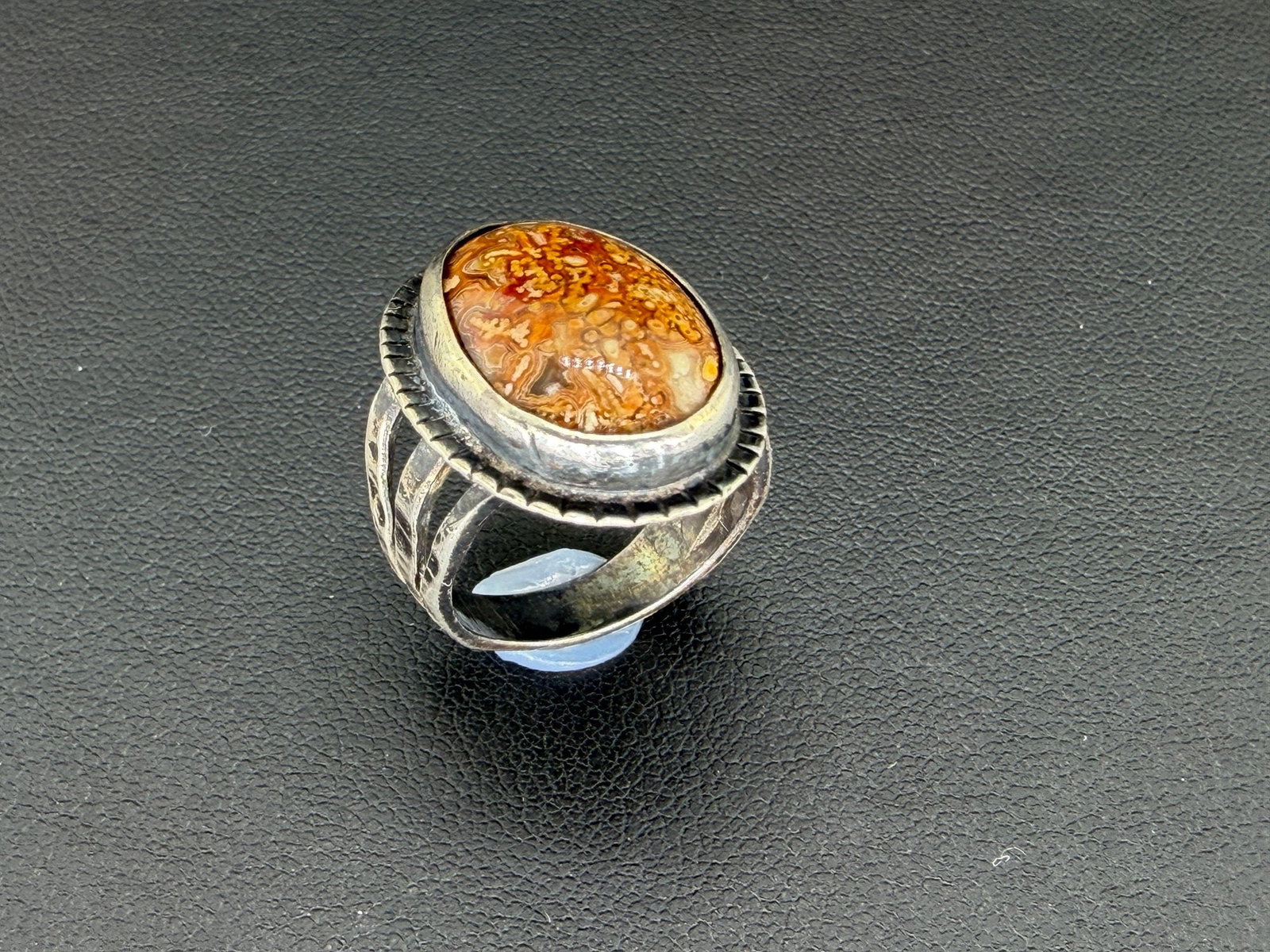 Pre-owned Vintage Silver Fossil Coral Stone Ring (1 of 6)
