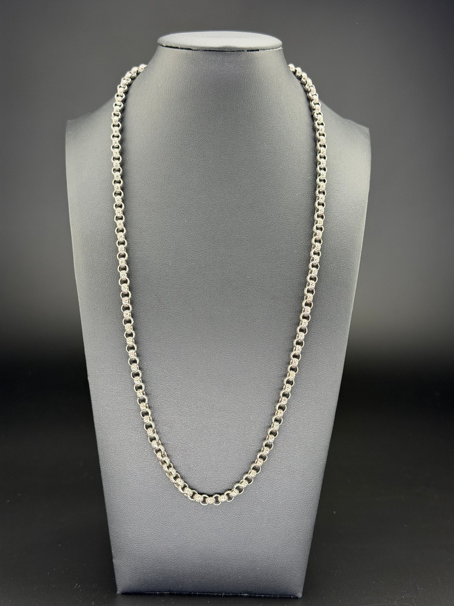 Pre-owned Anne Klein Silver Plated Textured Rolo Link Long Chain Necklace (1 of 5)