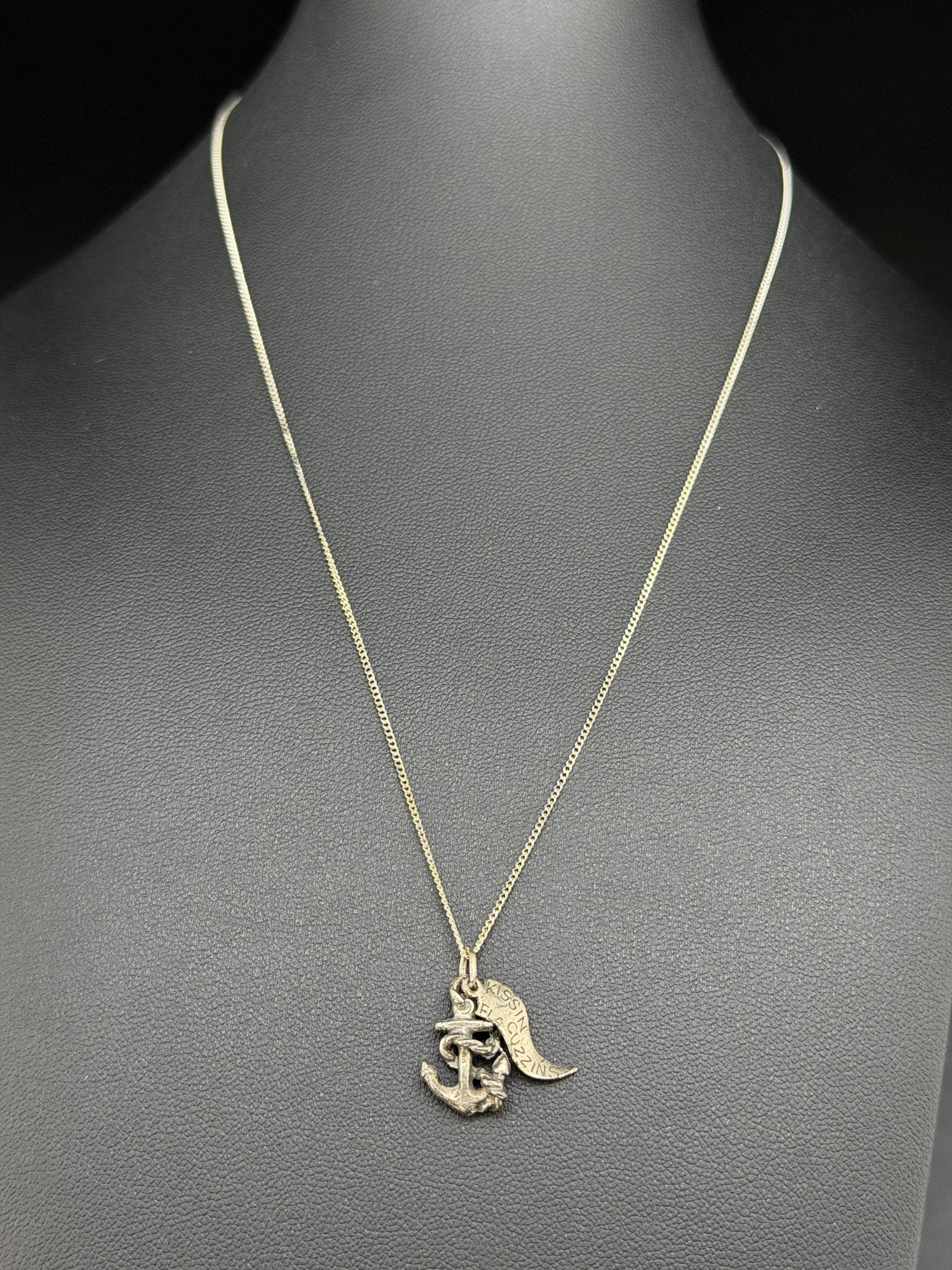 Pre-owned 925 Sterling Silver Anchor Necklace AAA Fasten Me To You Nautical Pendant (1 of 7)