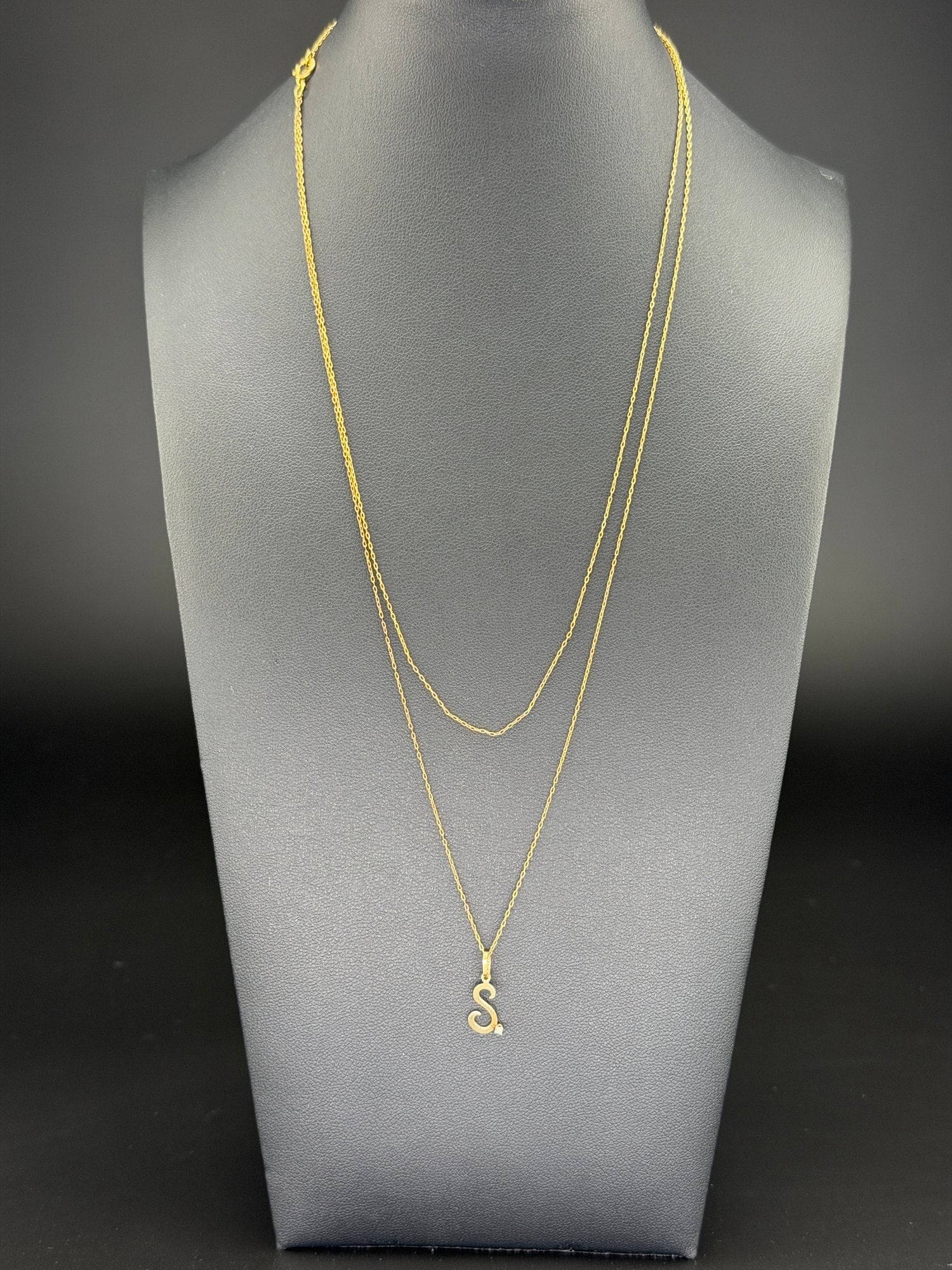 Pre-owned 14K Gold Initial S Pendant With Cubic Zirconia On 14K Gold-Filled Chain (1 of 4)