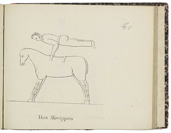 CHAPPON, Louis.: CHAPPON, Louis. Theoretisch-practische Anleitung zur Fecht-Kunst. Pesth, gedrukt [!] auf Kosten des Verfassers, 1839. Oblong 4to. Contemp. marbled boards, orange coloured paper spine. With lithographe