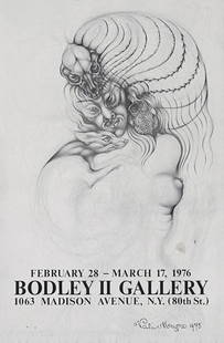 5 - MYERS, Vali (1930-2003).: 5 - MYERS, Vali (1930-2003). Never Never. Vali Myers exhibition February 28 - March 17, 1976, Bodley II Gallery, 1063 Madison Avenue, N.Y. Orig. vintage poster (69 x 74 cm.) after the drawing 'Never N