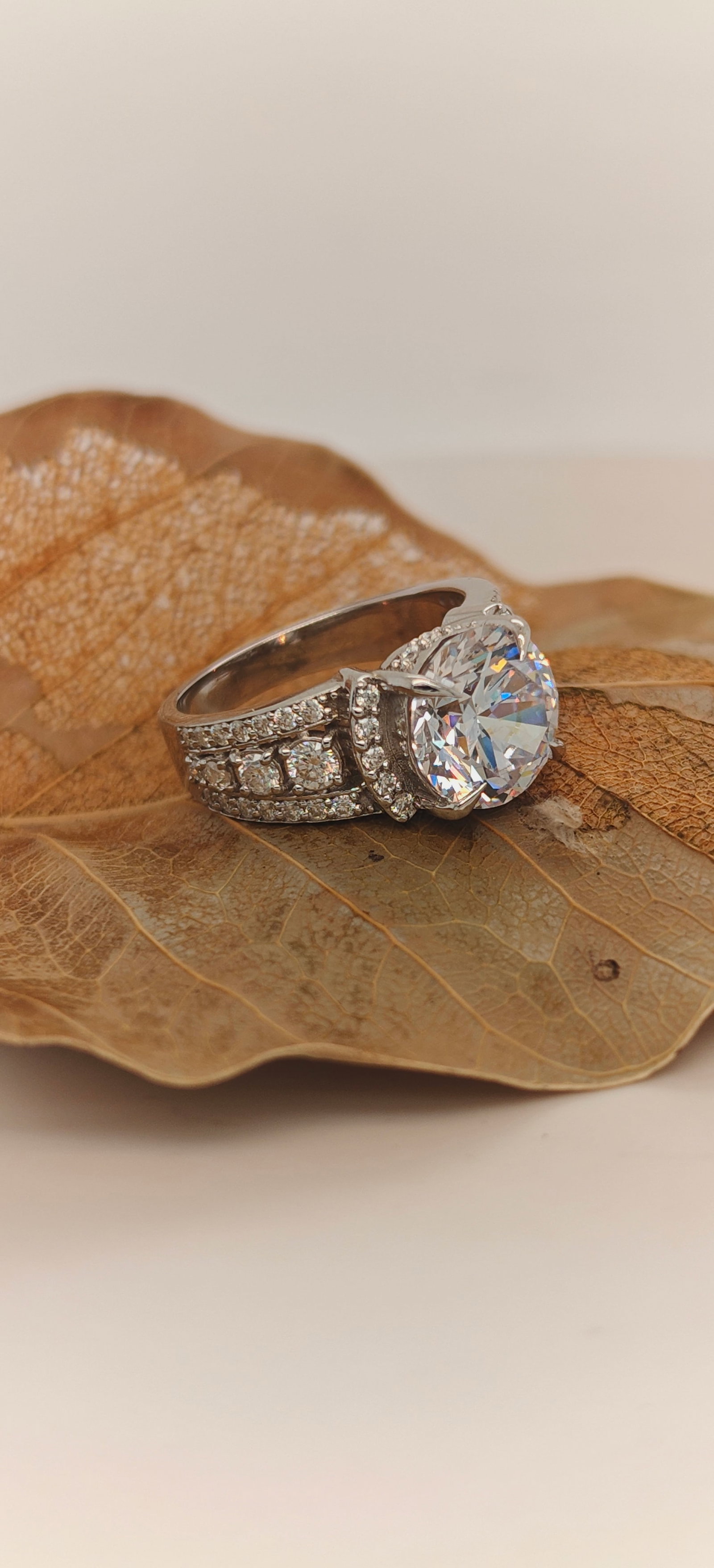 Vintage-Inspired 4 ct. Diamond Engagement Ring in 14 kt White Gold (1 of 4)
