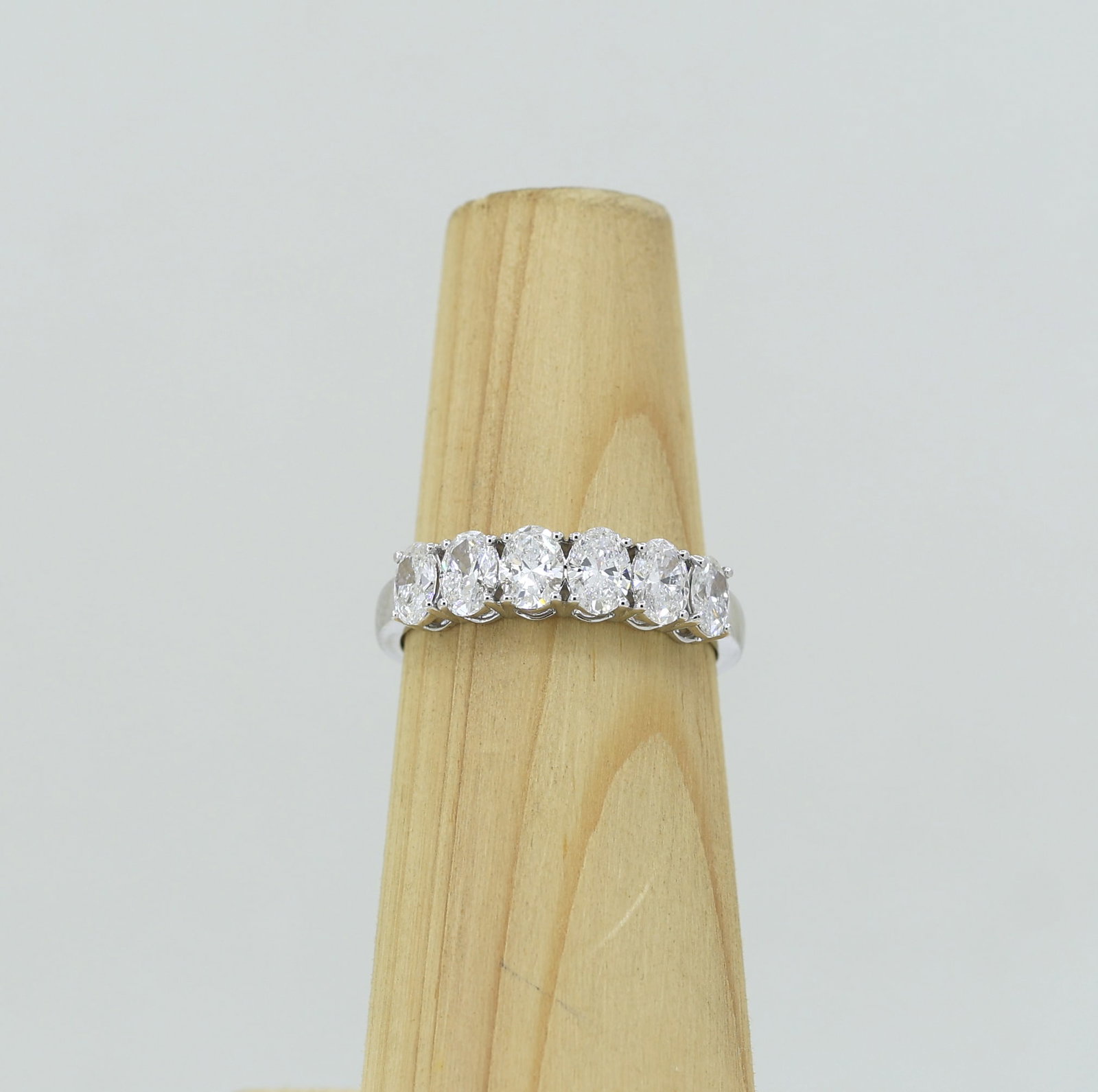 Five Stone 3.0 ct Oval Diamond Band Ring in 14kt White Gold: Five Stone 3.0 ct Oval Diamond Band Ring in 14kt White GoldStyle: Five-Stone Anniversary RingStone Shape: Oval Cut DiamondsMetal: White Gold