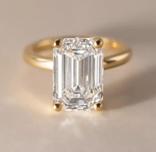 5.90 Carat Lab Grown Emerald Diamond Solitaire Engagement Ring in Yellow Gold (1 of 3)