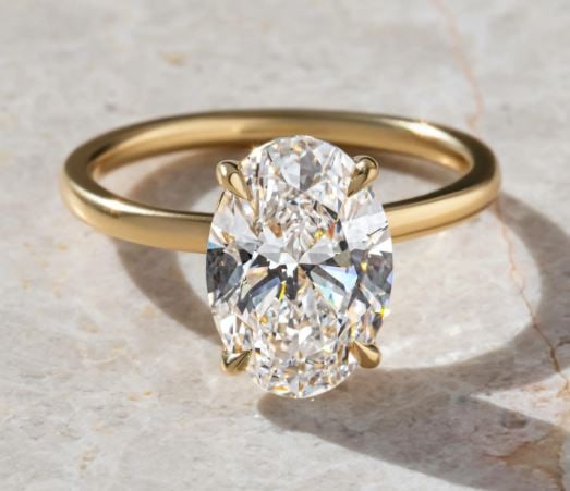 2.50ct Oval Lab Diamond Yellow Gold Solitaire Engagement Ring: 2.50ct Oval Lab Diamond 14kt Yellow Gold Solitaire Engagement Ring Us 7.00 us Ring Size change available